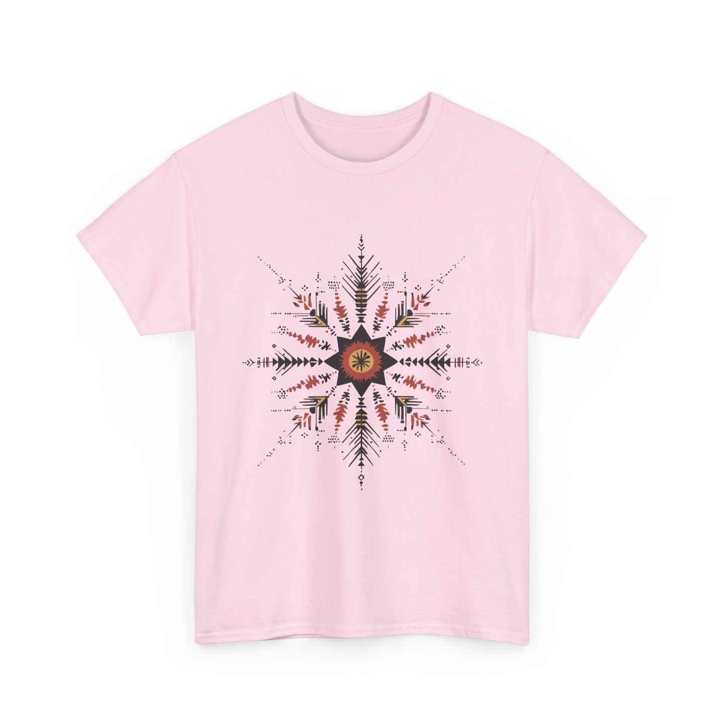 Boho Tribal Mandala Star Women's Cotton Tee, Ethnic Geometric Graphic T-Shirt, Festival Bohemian Style Gift, Bohemian Graphic Tee