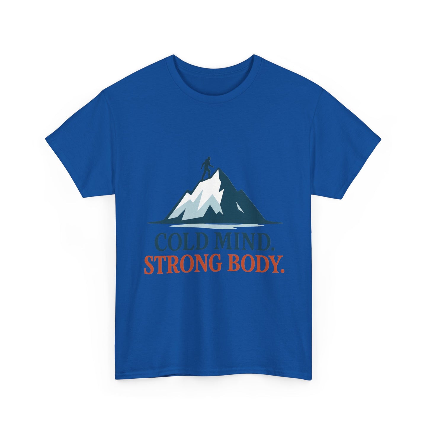 Cold Mind Strong Body Mens T-Shirt, Nordic Minimalist Mountain Hiking Tee