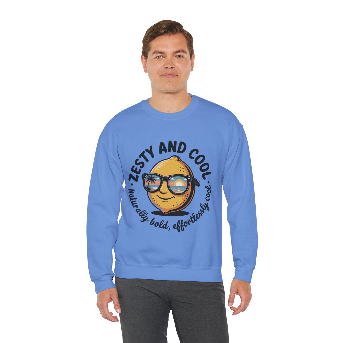 Zesty Lemon Mens Crewneck Sweatshirt - Fun Gift for Friends, Cool Casual Style, Summer Vibes, Mens Graphic Apparel, Perfect for Relaxing