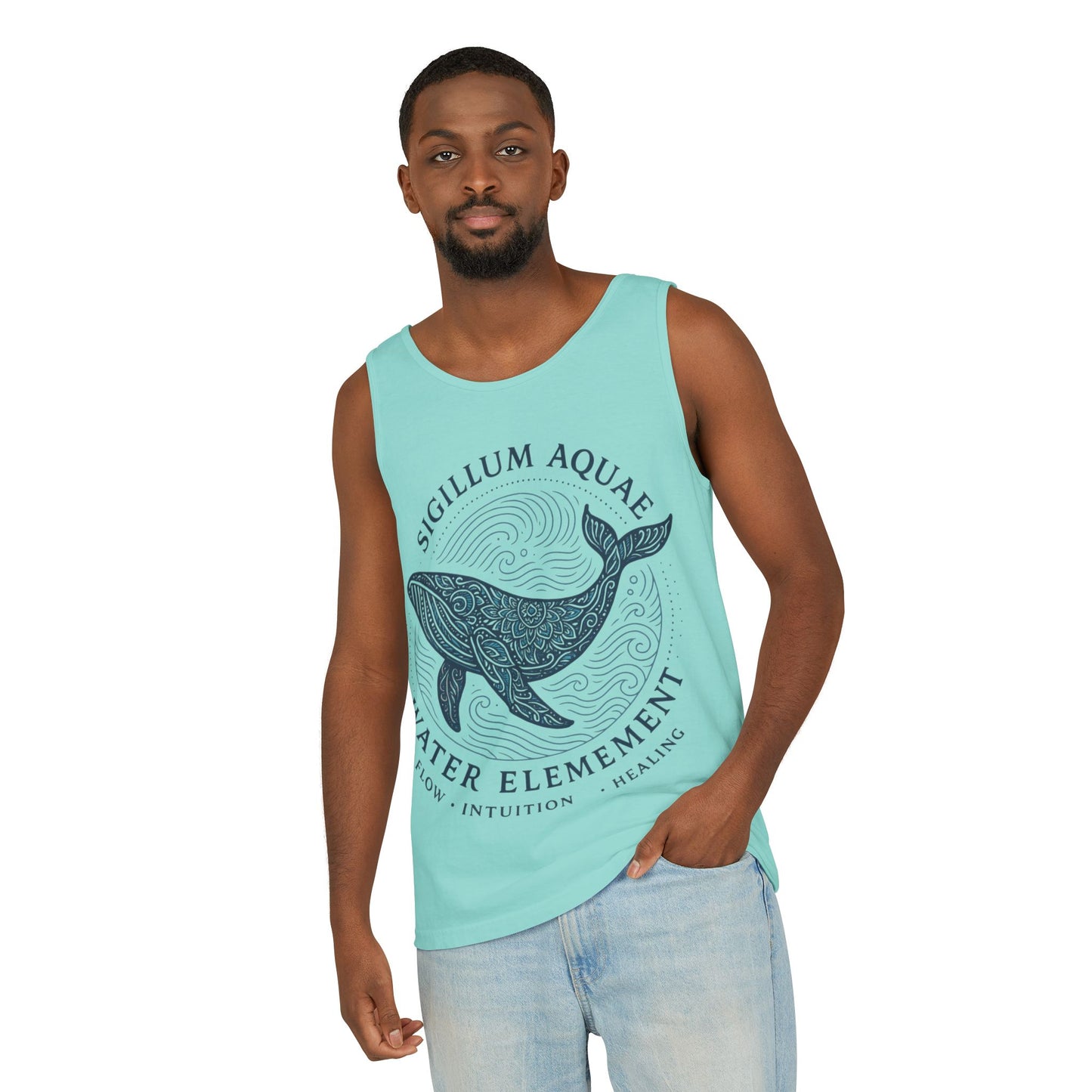 Water Element Whale Tank Top, Sigillum Aquae Symbol, Spiritual Ocean Totem Tee, Nature Energy Tee, Beachwear, Mindfulness Fashion