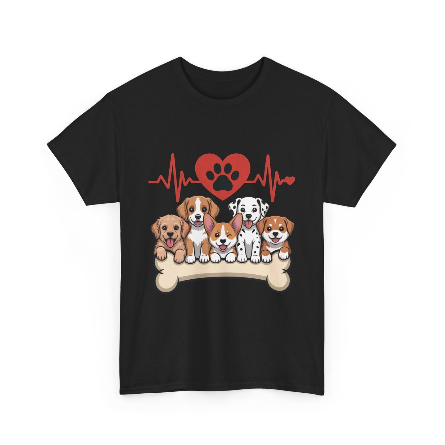 Cute Puppy Heartbeat Women's T-Shirt, Dog Lover Gift, Paw Print Heart Graphic Tee