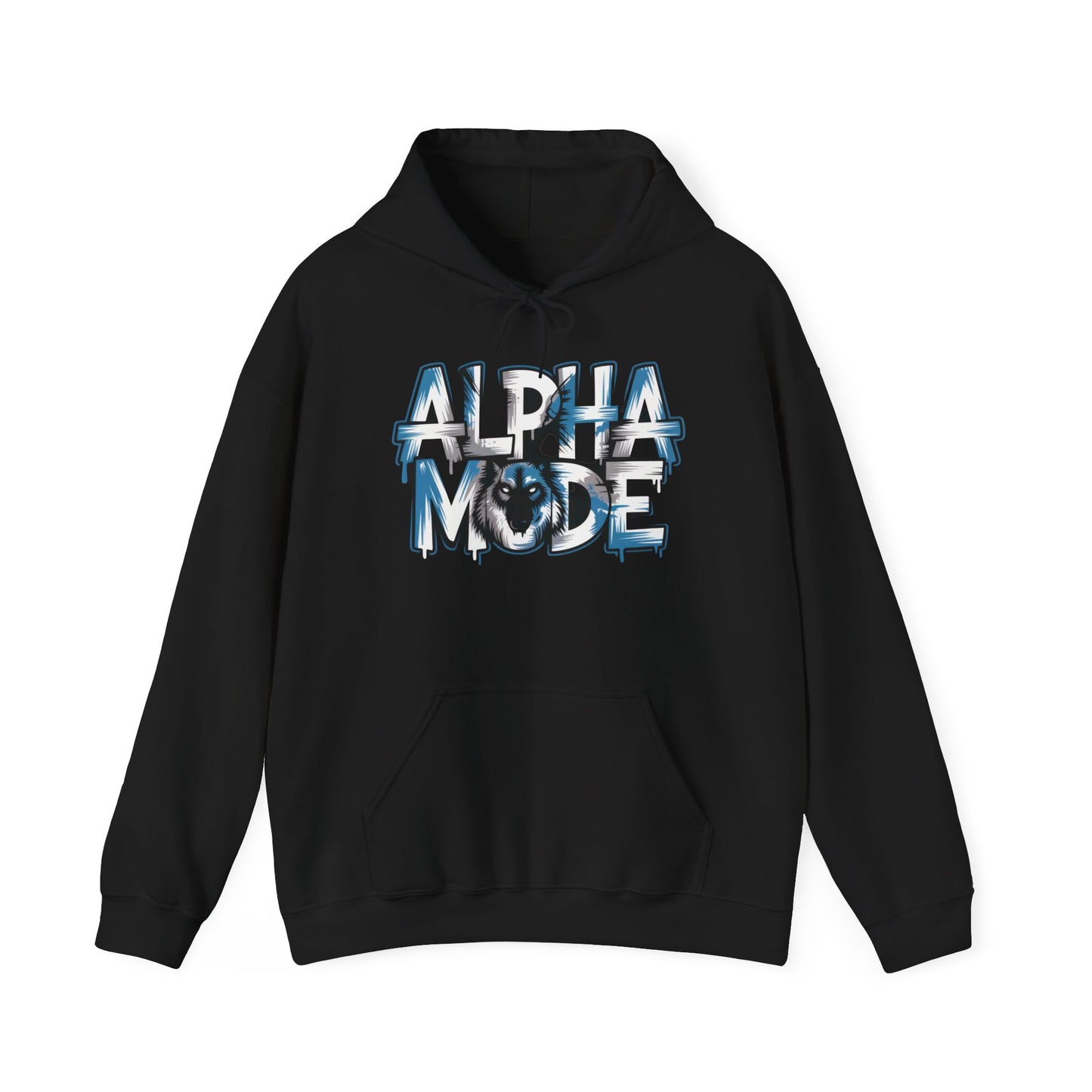 Mens Heavy Blend™ Hooded Sweatshirt, Alpha Mode Wolf Hoodie Mens Bold Streetwear