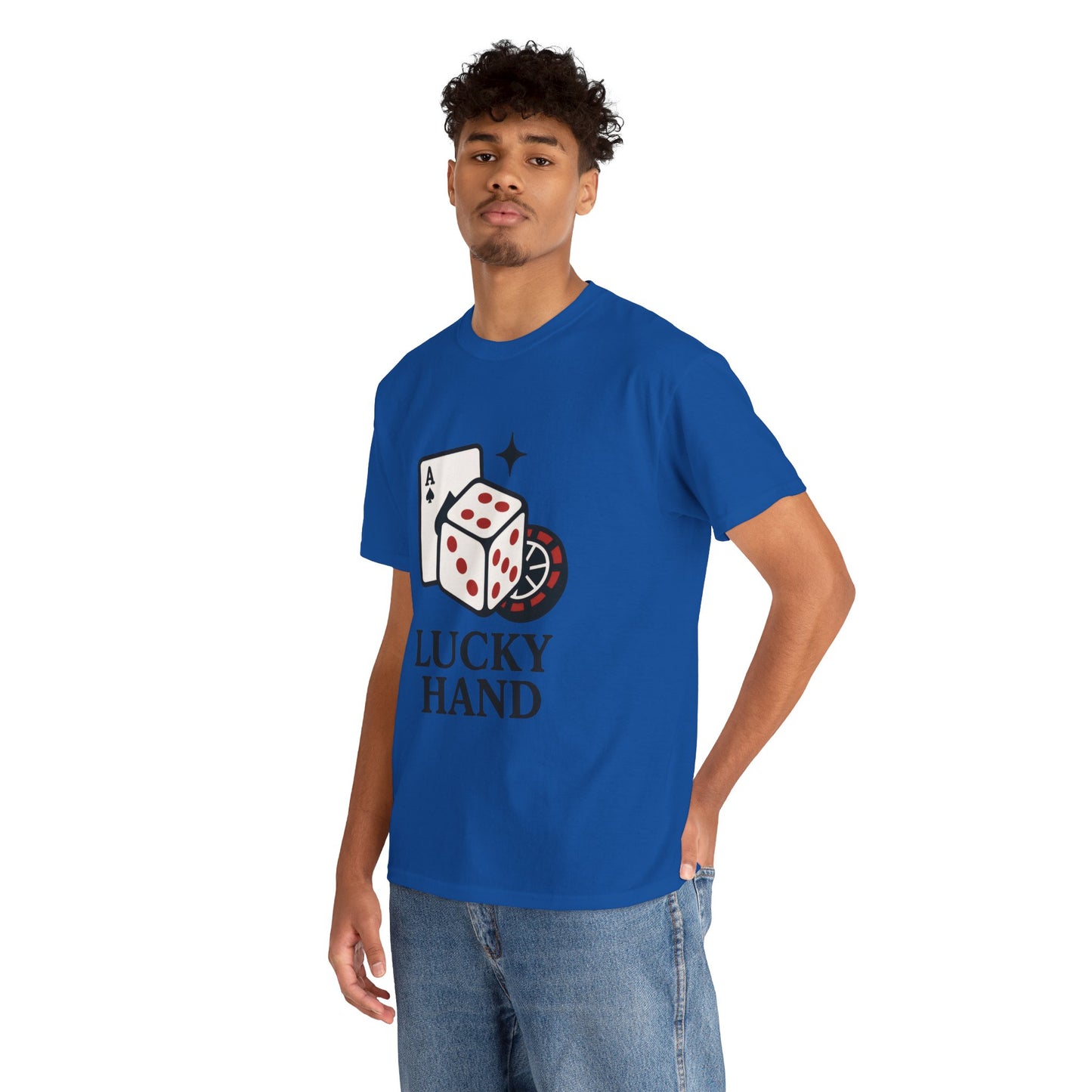 Lucky Hand Unisex Heavy Cotton Tee, Gambling Shirt, Casino Wear, Good Luck Gift, Poker T-Shirt, Casual Vintage Style