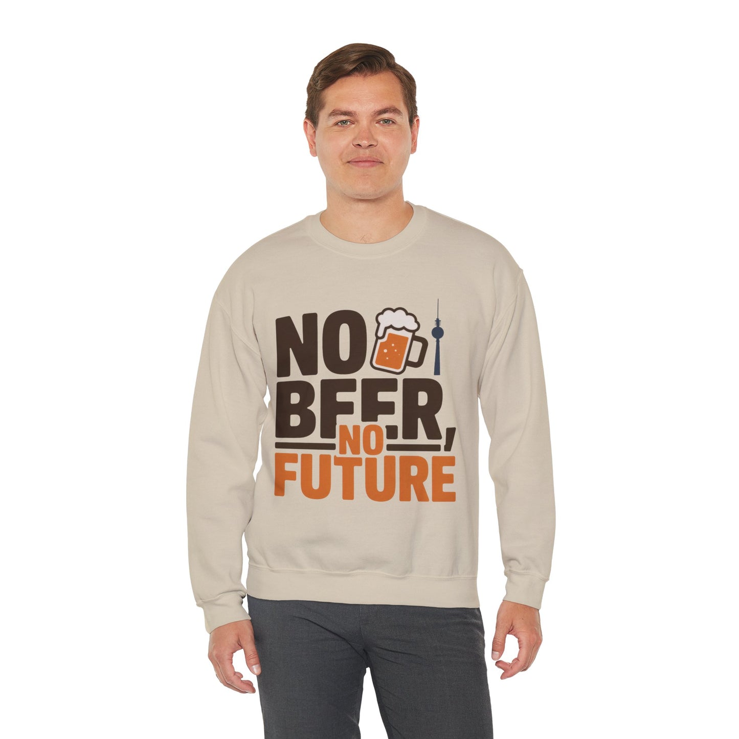 Mens Heavy Blend™ Crewneck Sweatshirt, No Beer No Future Funny Beer Mens Sweatshirt