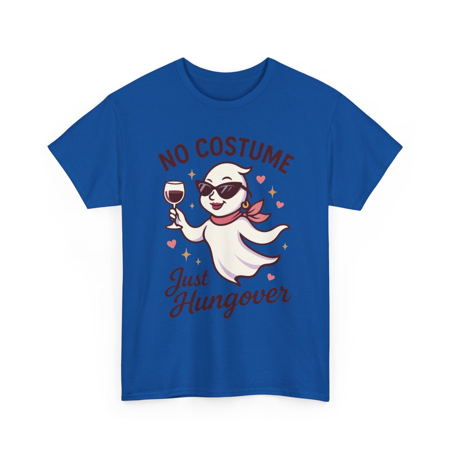 No Costume Just Hungover Women's T-Shirt, Funny Ghost Wine Halloween Party Graphic Tee
