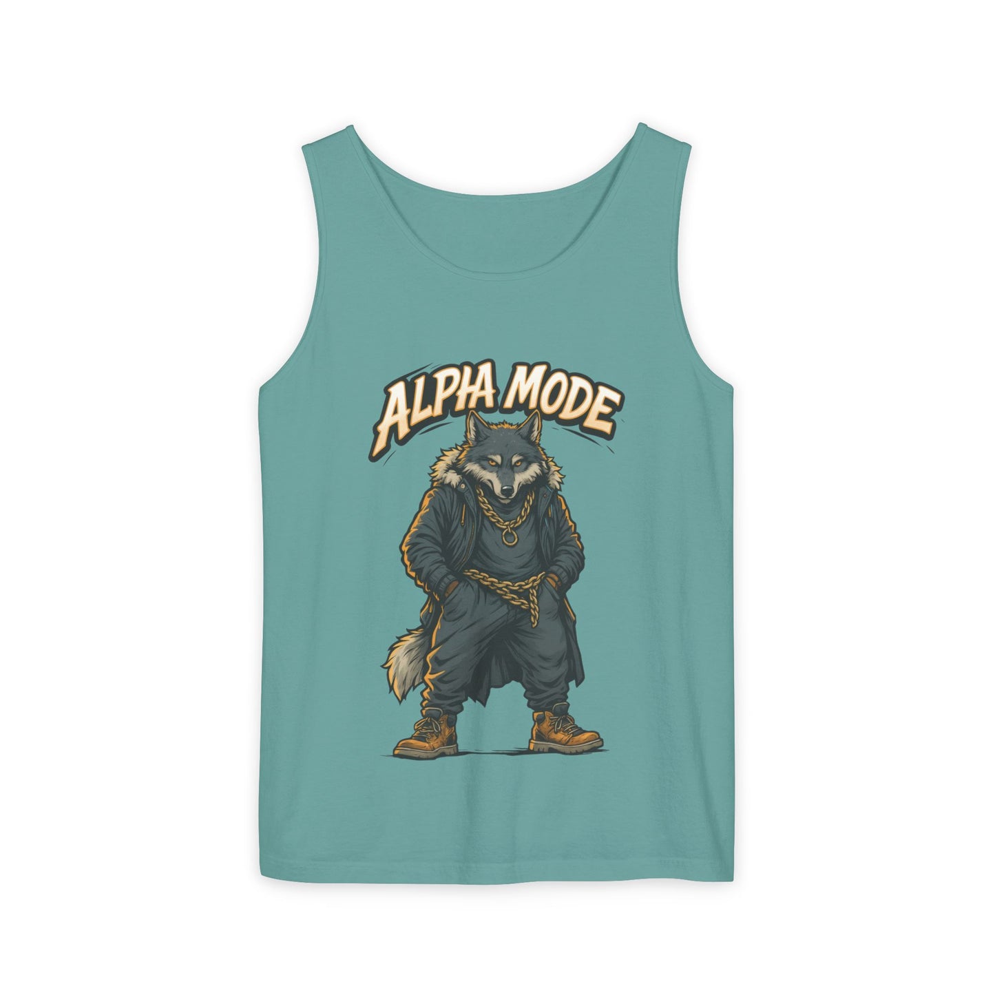 Alpha Mode Wolf Tank Top, Mens Hip Hop Gym Tank, Cool Streetwear Muscle Tank, Savage Wolf Graphic Top, Alpha Male Workout Shirt, Beachwear