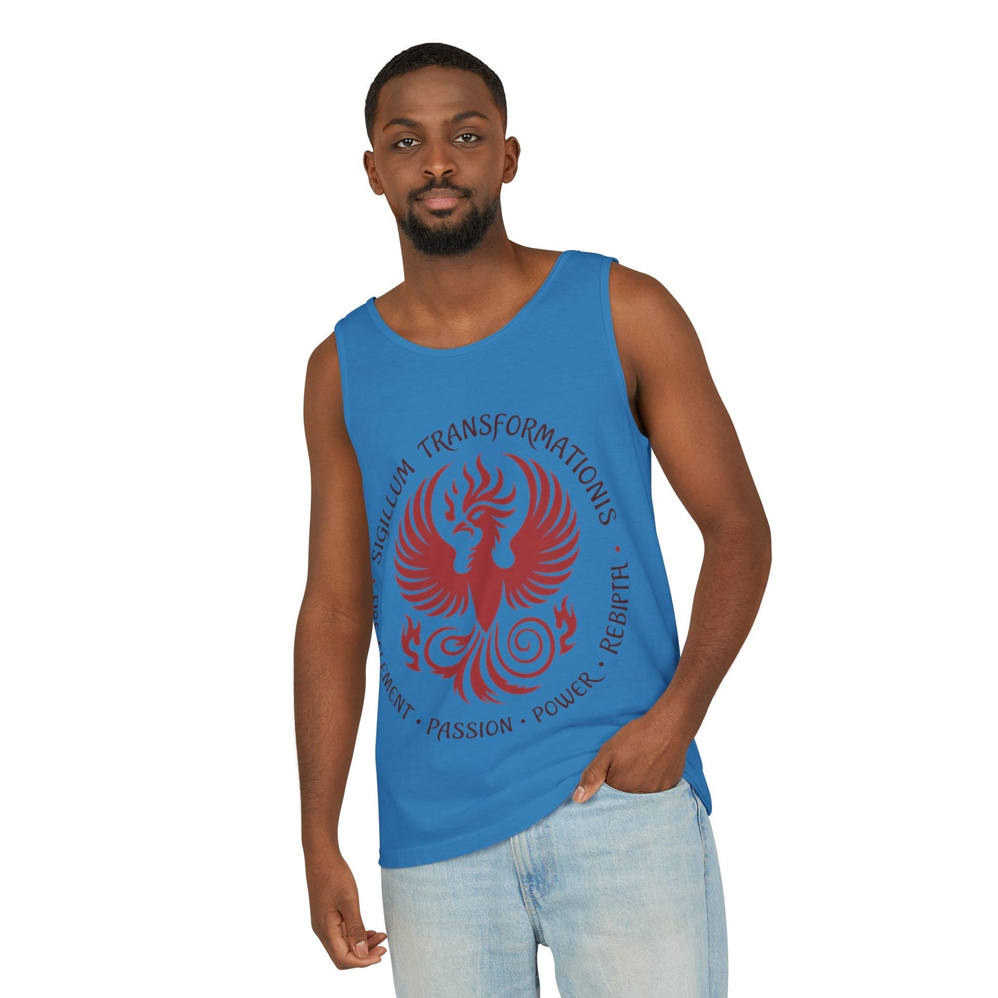 Phoenix Fire Element Tank Top, Sigillum Transformationis Seal, Passion Power Rebirth Totem, Phoenix Symbol Unisex Tank, Spiritual Tee