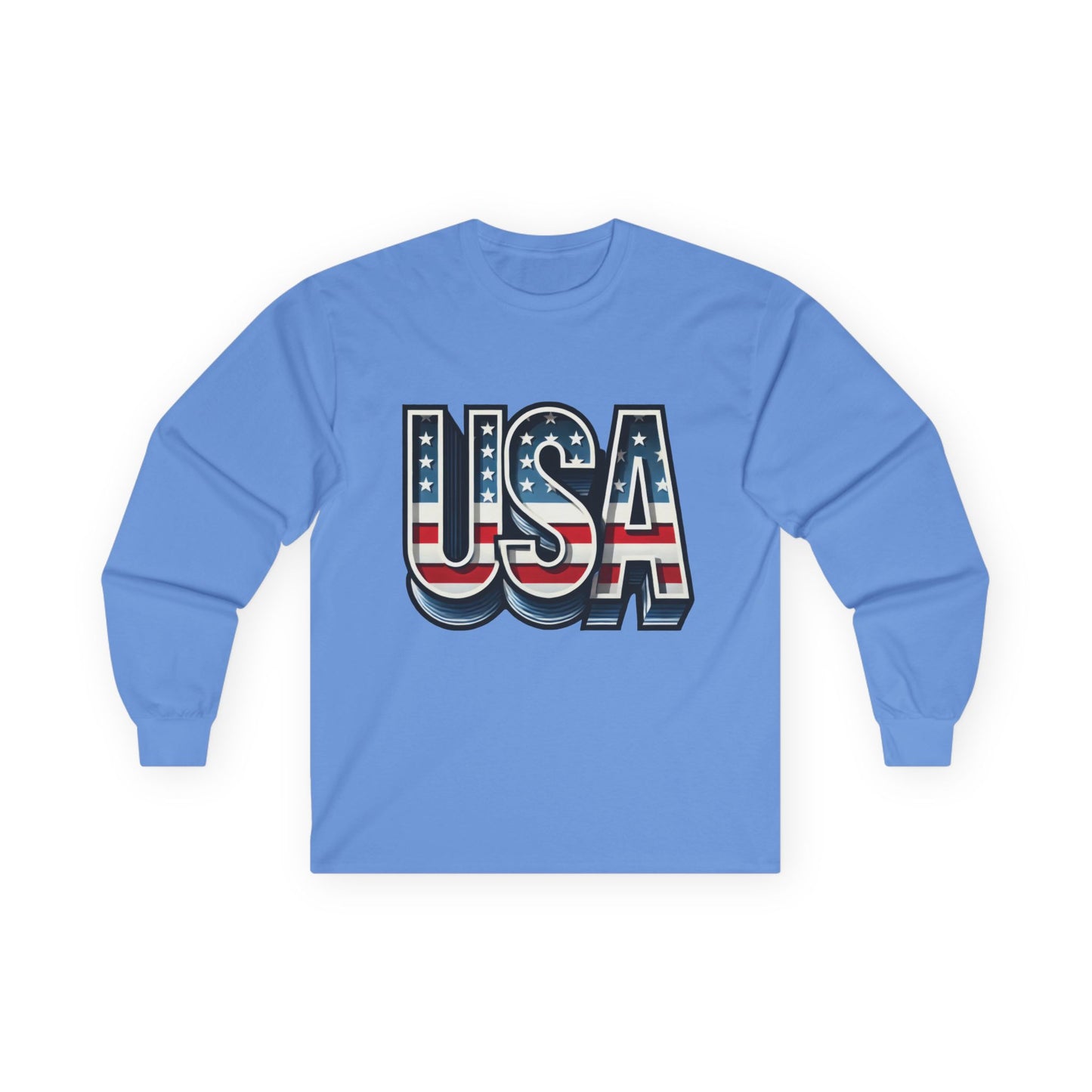 USA Graphic Long Sleeve Tee, Patriotic Shirt, Unisex Casual Wear, Independence Day Gift, Vintage Americana Apparel