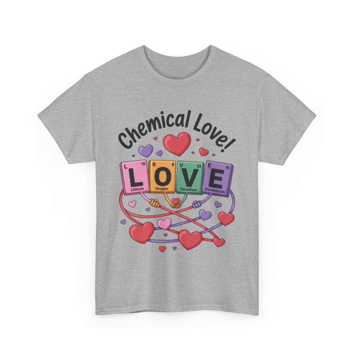 Chemical Love Unisex Heavy Cotton Tee, Cute Couple Shirt, Science Lovers Apparel, Valentines Day Top, Chemistry Lover Gift, Element Table