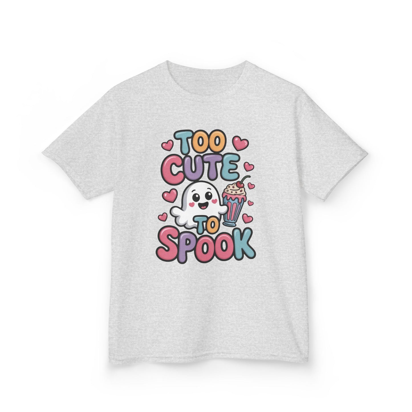 Kids Too Cute To Spook T-Shirt, Cute Ghost Milkshake Shirt, Kawaii Halloween Tee for Boys & Girls
