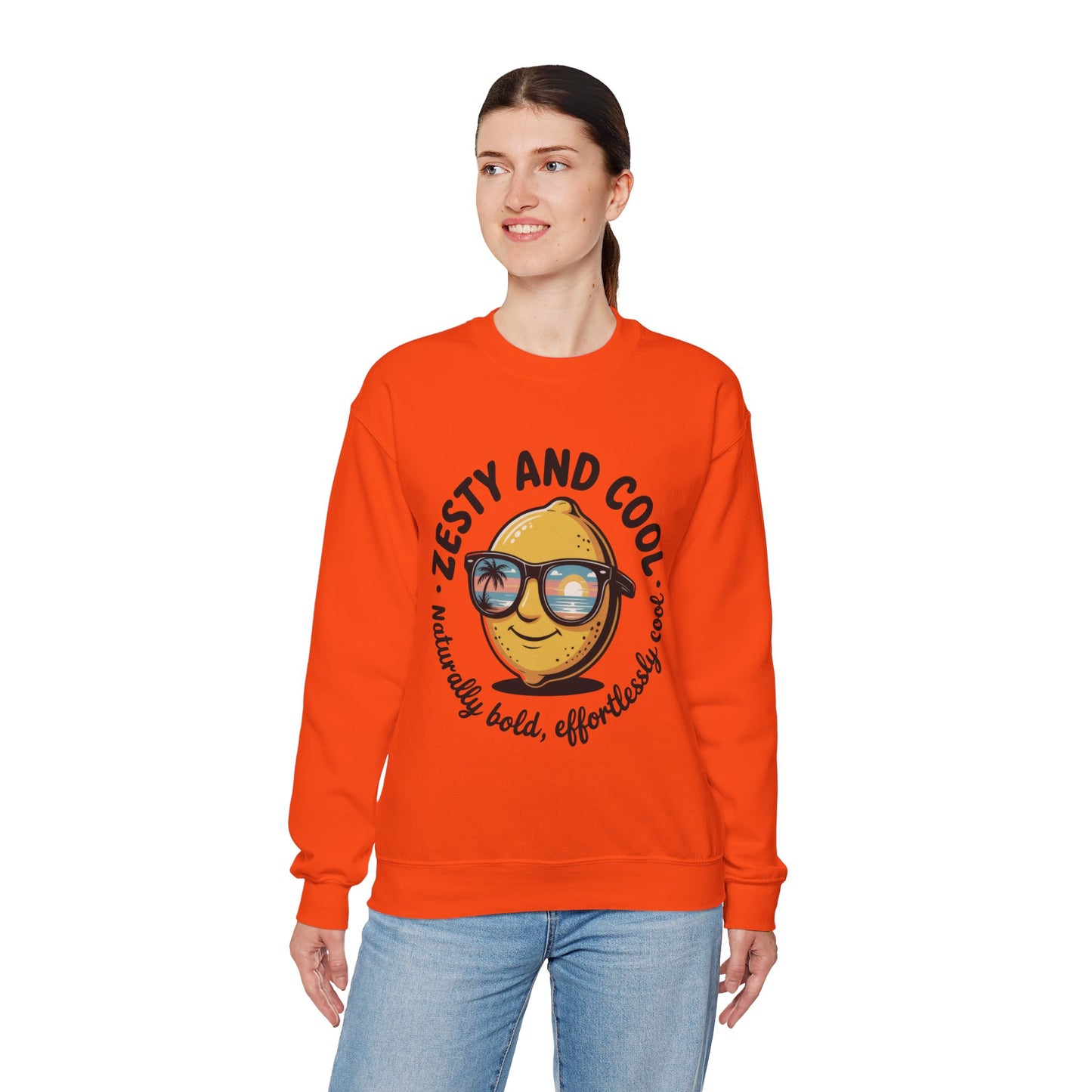Zesty and Cool Crewneck Sweatshirt, Womens Lemon Sweatshirt for Casual Wear, Trendy Gift, Summer Vibes, Comfortable Apparel