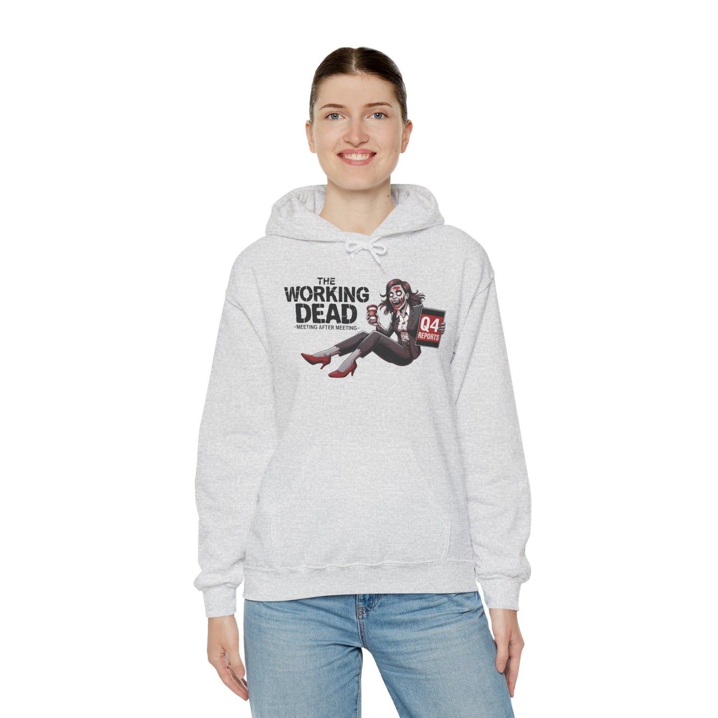 The Working Dead Women's Zombie Hoodie, Funny Office Meeting Sweatshirt, Halloween Zombie Top, Halloween Work Top