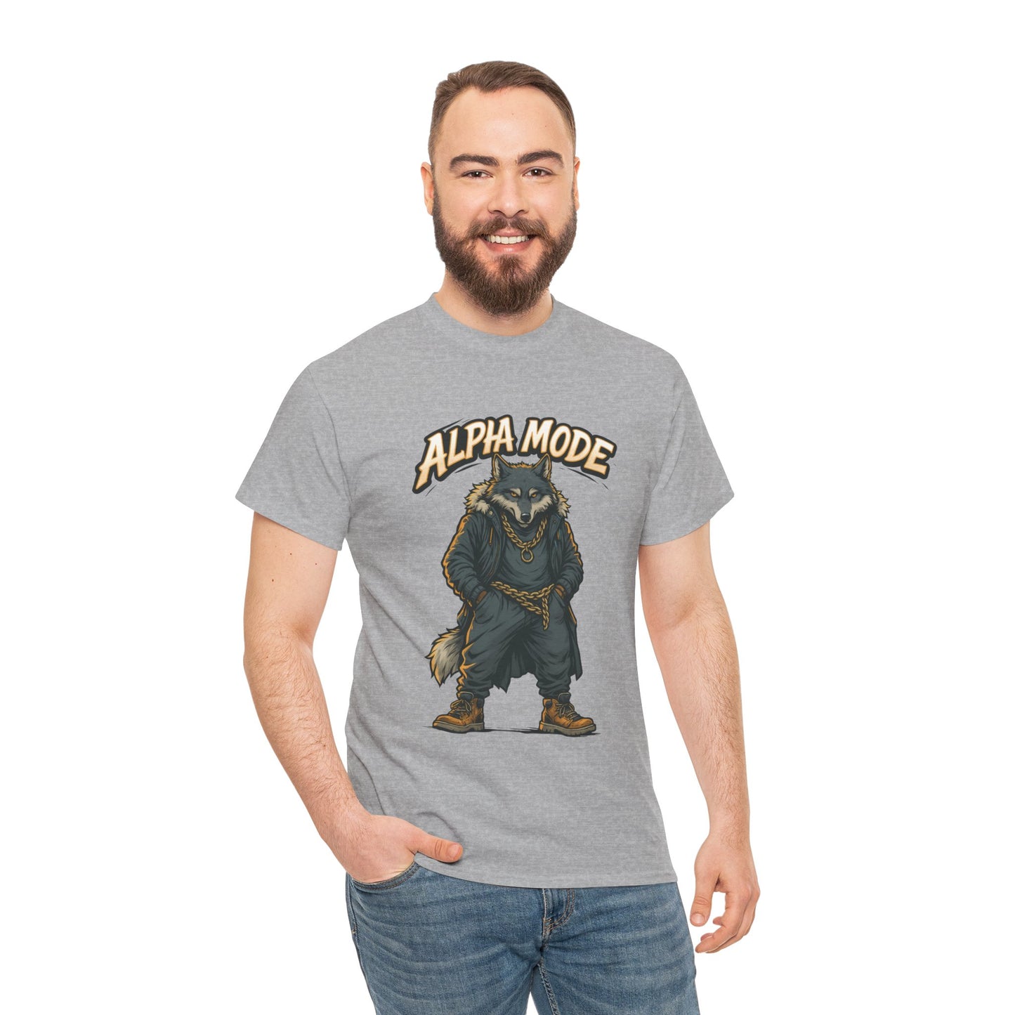 Alpha Mode Wolf Shirt, Mens Streetwear Graphic Tee, Hip Hop Wolf T-Shirt, Alpha Male Power Shirt, Cool Urban Wolf Gift, Trendy Summer Shirt
