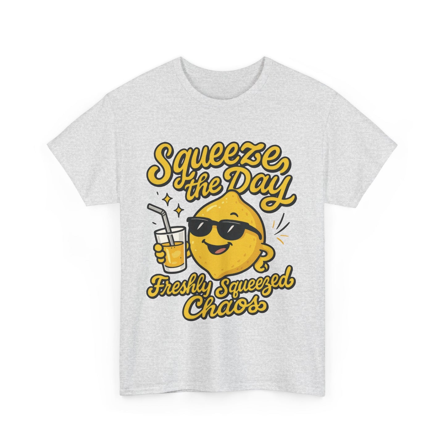 Funny Lemon Shirt for Women - Squeeze The Day Freshly Squeezed Chaos Tee - Cute Positive Citrus Graphic Tee, Fun Summer Tee for Beach Vibes