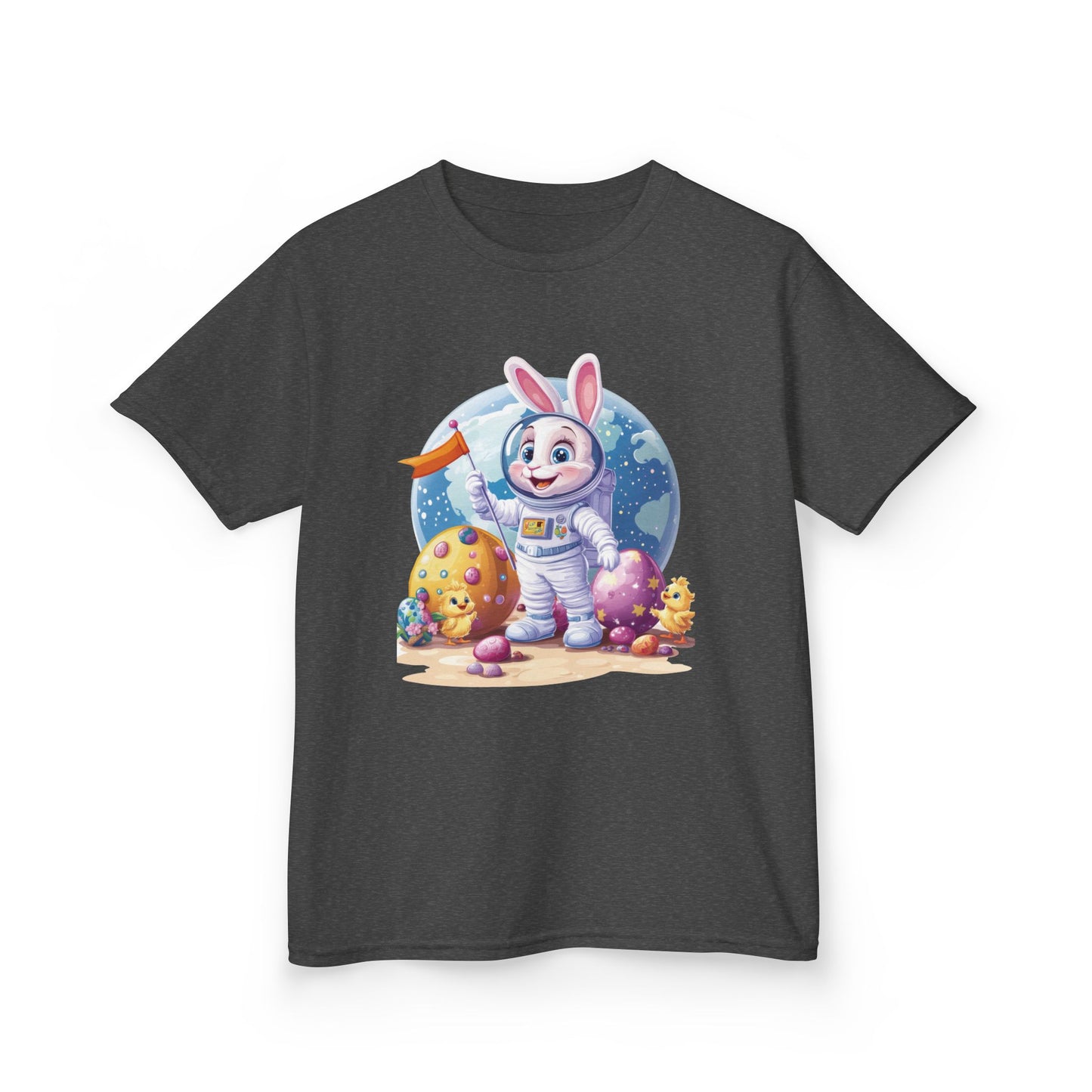 Kids Easter Astronaut Bunny T-Shirt, Space Bunny with Eggs, Galaxy Adventure Tee, Cute Bunny Gift for Boys and Girls