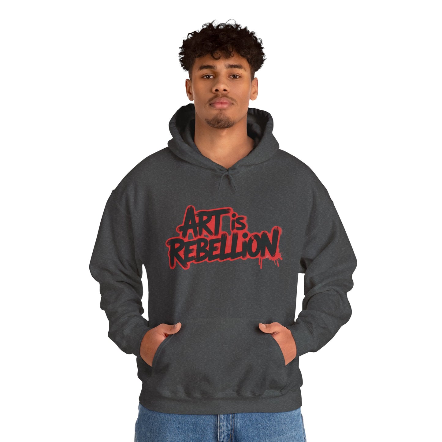 Men's Heavy Blend™ Hooded Sweatshirt, Art Is Rebellion Men's Hoodie, Graffiti Street Art Pullover, Urban Rebellion Hoodie for Skaters