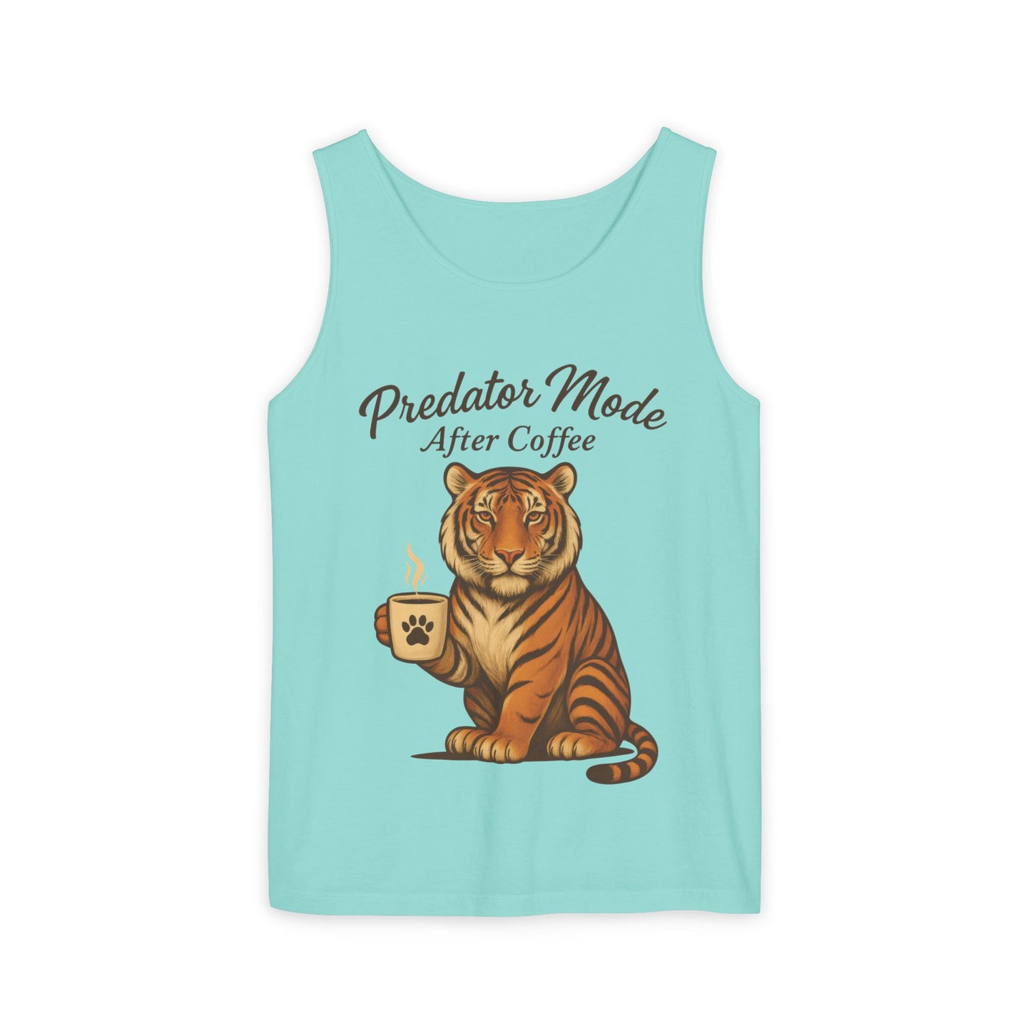 Predator Mode After Coffee Tank Top - Funny Coffee Lover Mens Muscle Tank - Tiger Caffeine Gym Shirt - Morning Motivation Top