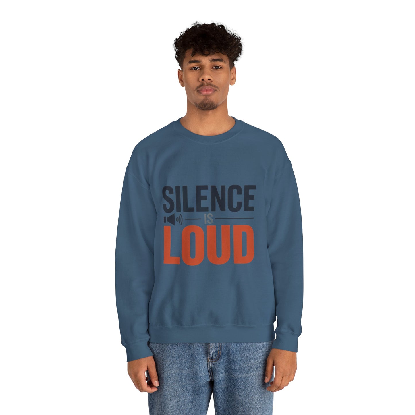 Mens Heavy Blend™ Crewneck Sweatshirt, Silence Is Loud Motivational Mens Sweatshirt