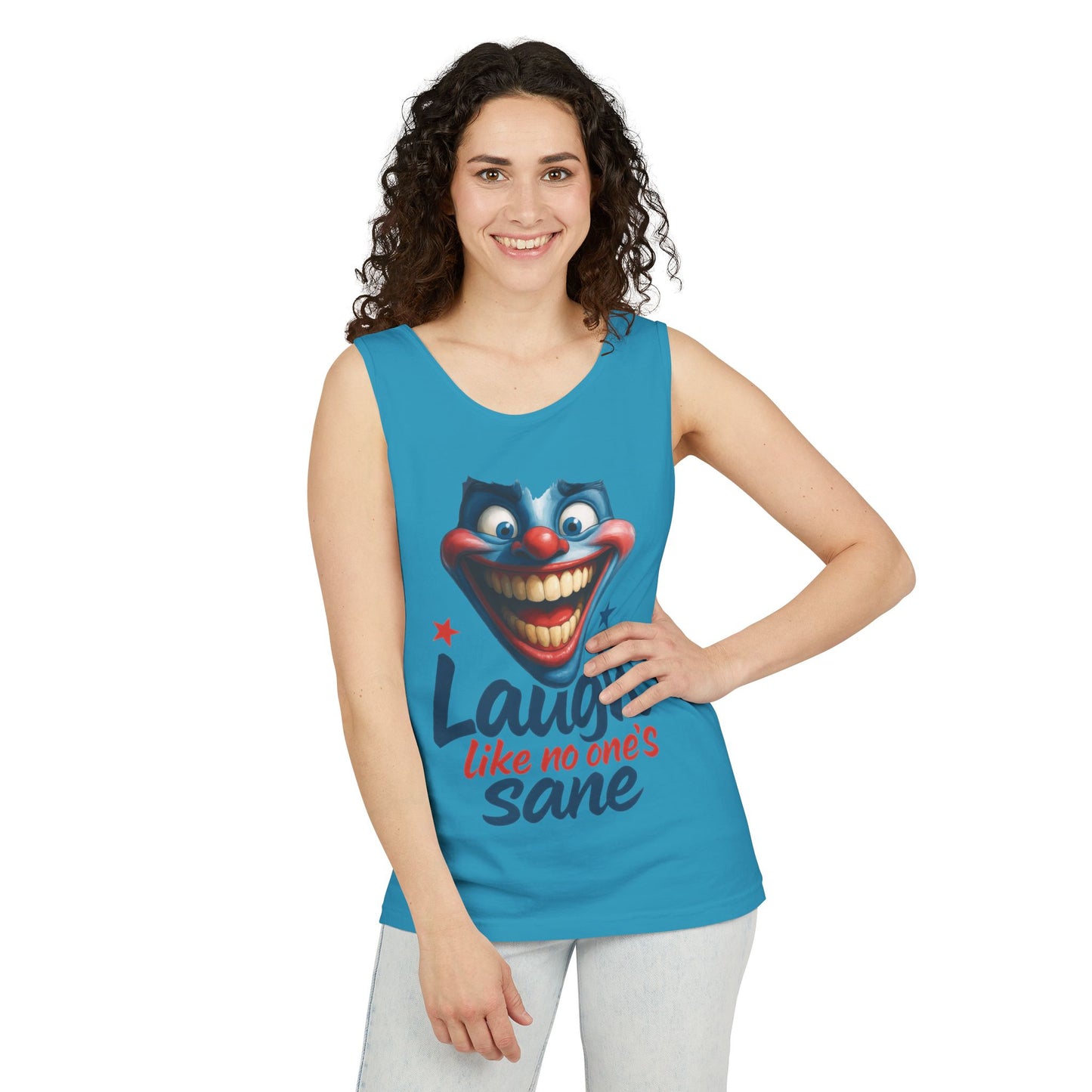 Laugh Out Loud Unisex Tank Top, Funny Graphic Top, Humor Shirt, Summer Apparel, Gift for Clowns, Party Wear