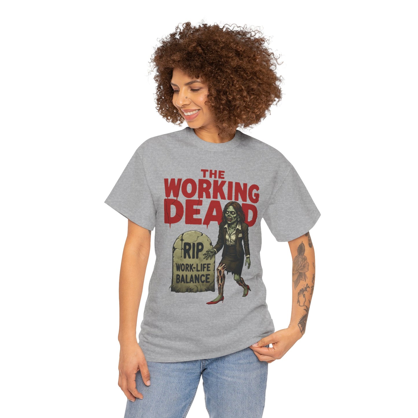 The Working Dead Women's Shirt, Funny Work Life Balance Zombie Tee, RIP Work Shirt, Halloween Office Humor, Overworked Shirt