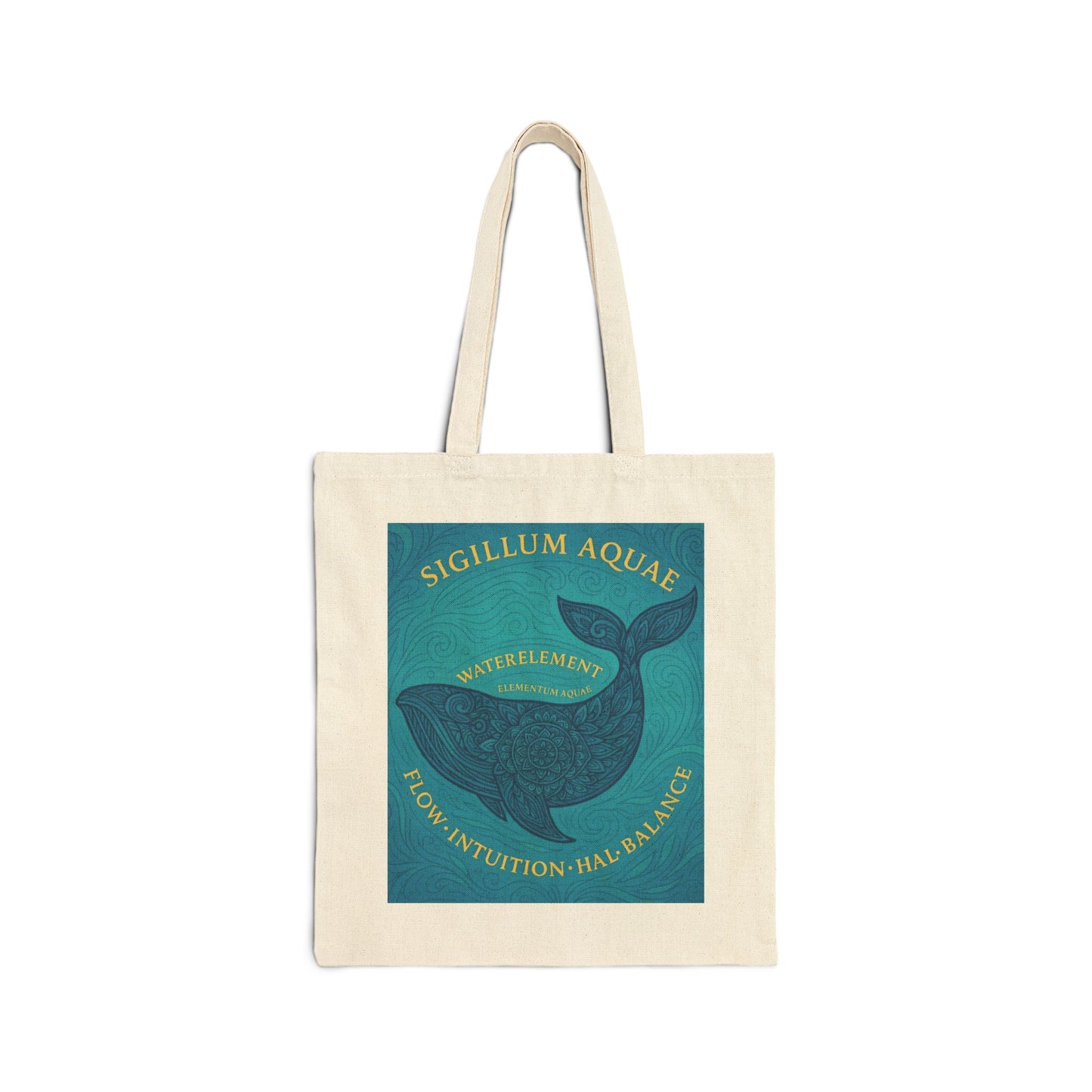 Water Element Whale Mandala Tote Bag, Sigillum Aquae, Flow, Intuition & Balance, Mystical Element Series, Mystical Journey