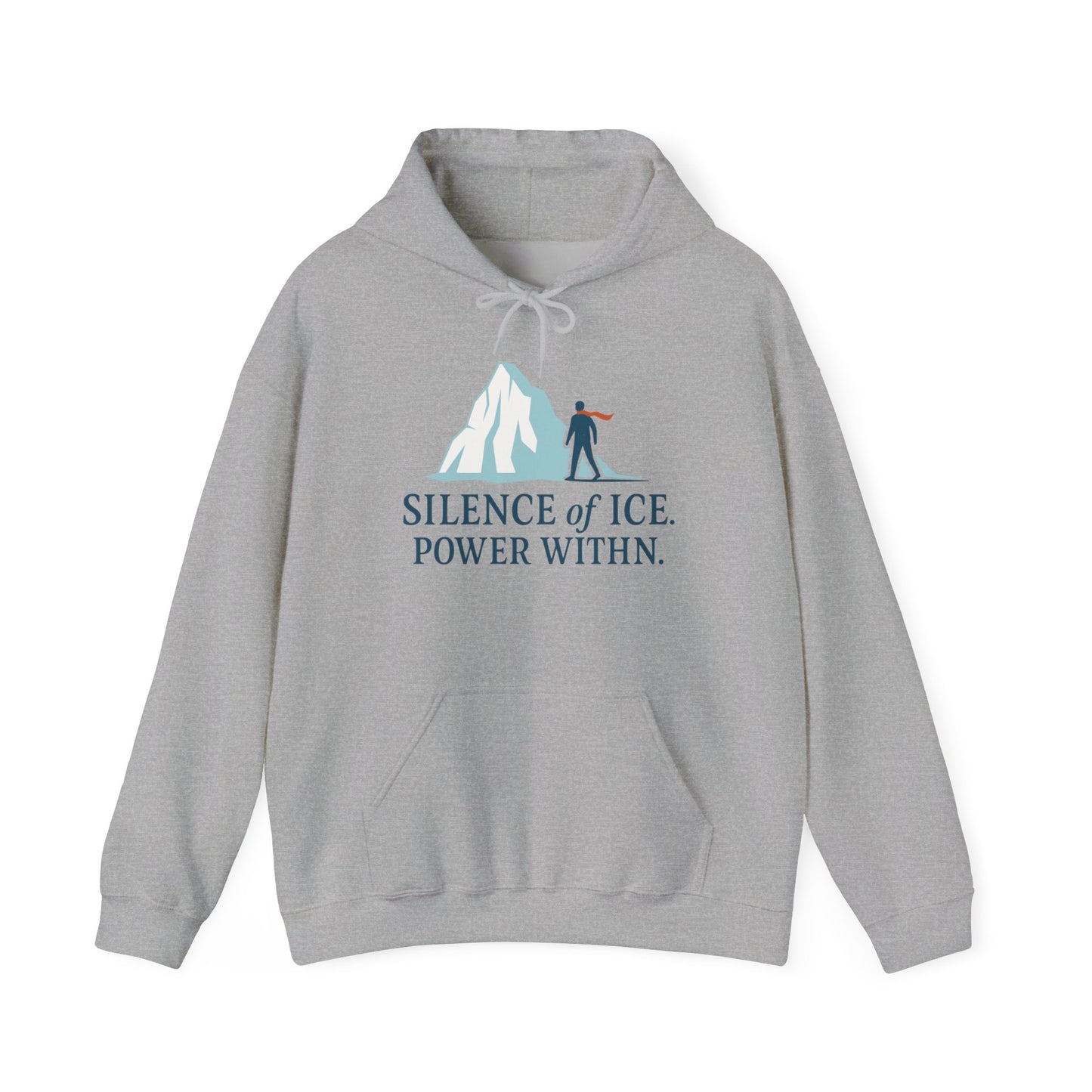 Men's Heavy Blend™ Hooded Sweatshirt, Silence of Ice Power Within Hoodie, Nordic Minimal Iceberg Graphic Streetwear