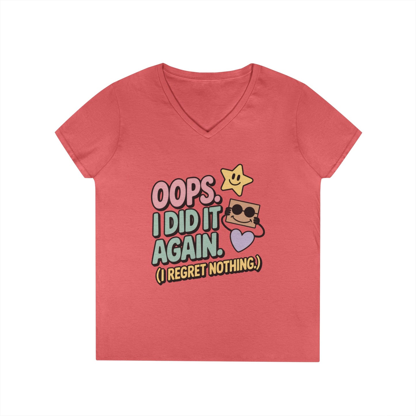 Oops! I Did It Again Ladies' V-Neck T-Shirt, Fun Casual Tee, Perfect Gift, Casual Statement Wear, Positive Message Women's T-Shirt