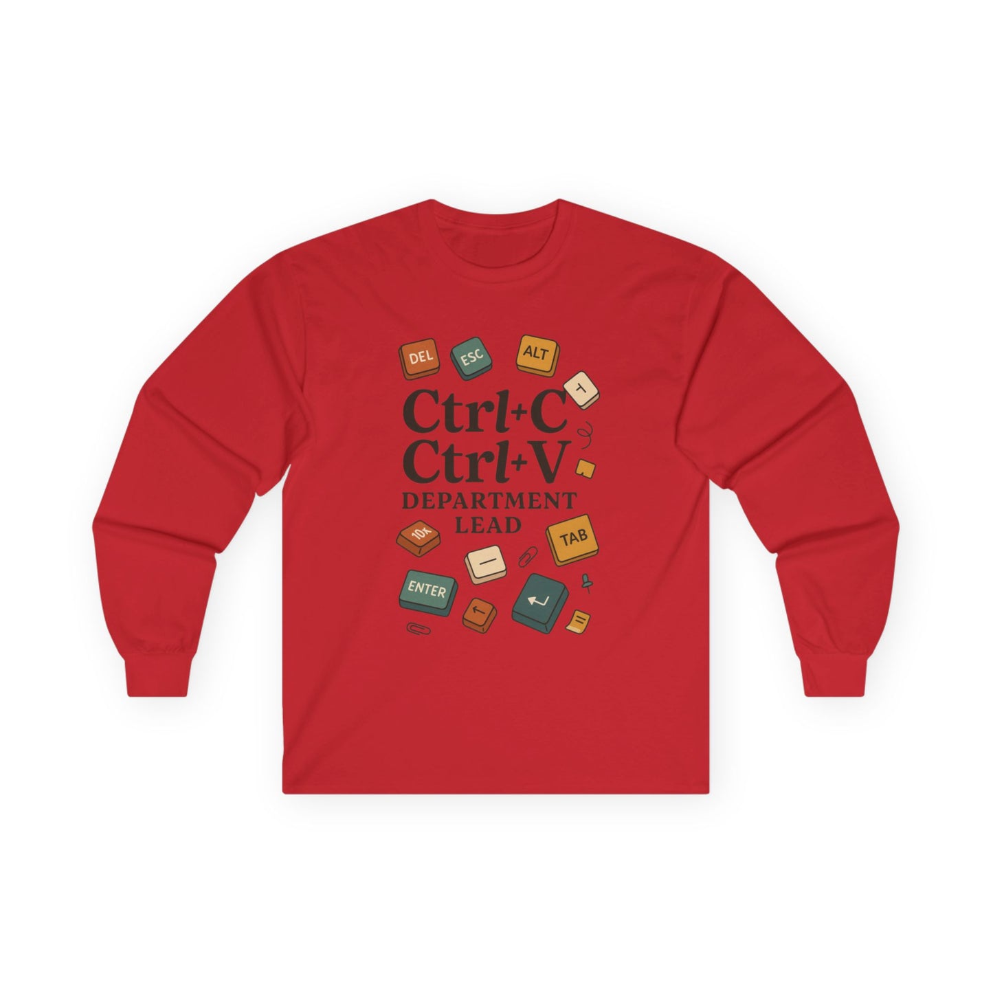 Graphic Long Sleeve Tee, Ctrl+C Ctrl+V Department Lead, Funny Office Humor Shirt, Programmer Gift, Tech Nerd Tee, IT Department Apparel