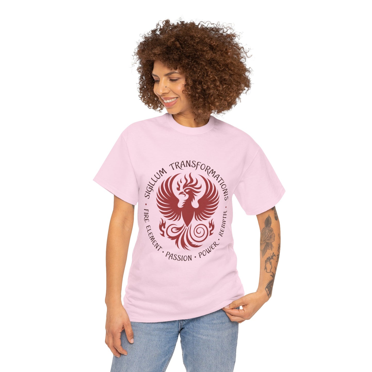 Phoenix Fire Element T-Shirt, Sigillum Transformationis Seal, Passion Power Rebirth Totem, Phoenix Symbol Unisex Tee, Spiritual Tee