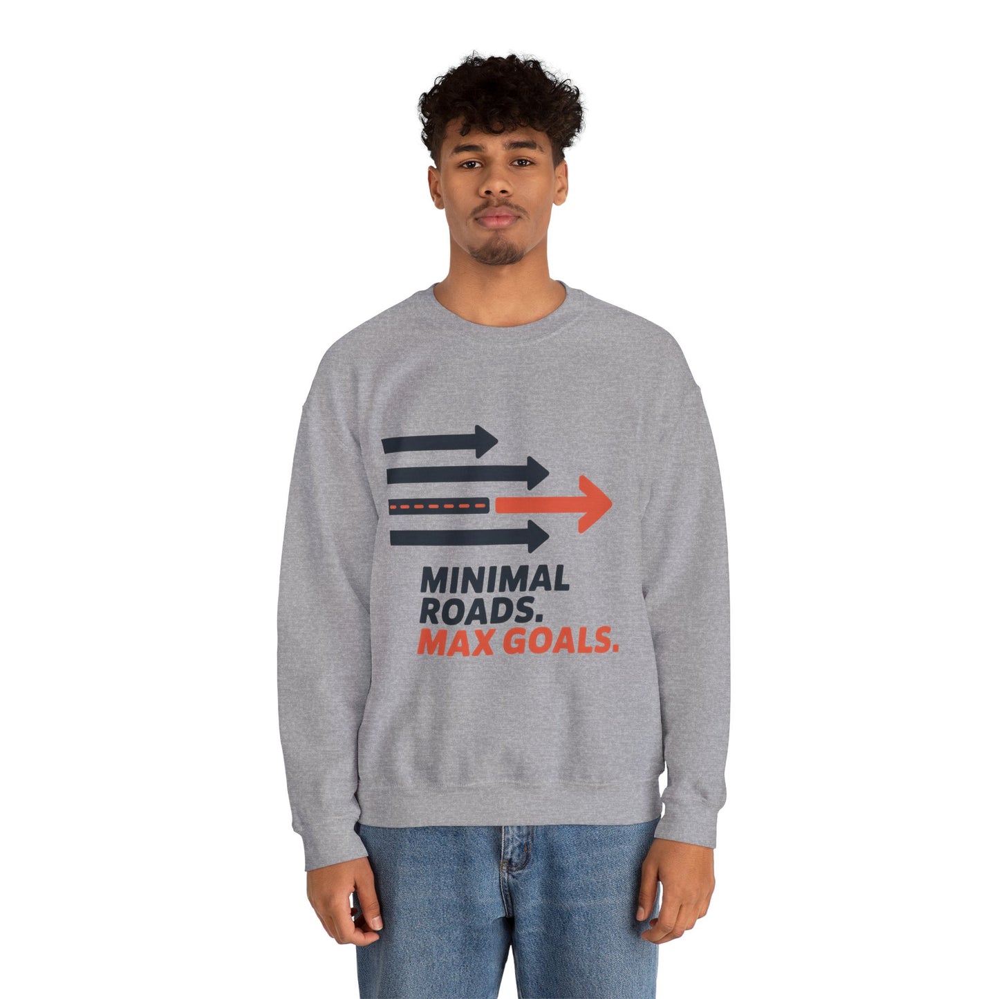 Mens Heavy Blend™ Crewneck Sweatshirt, Minimal Roads Max Goals Motivational Mens Sweatshirt