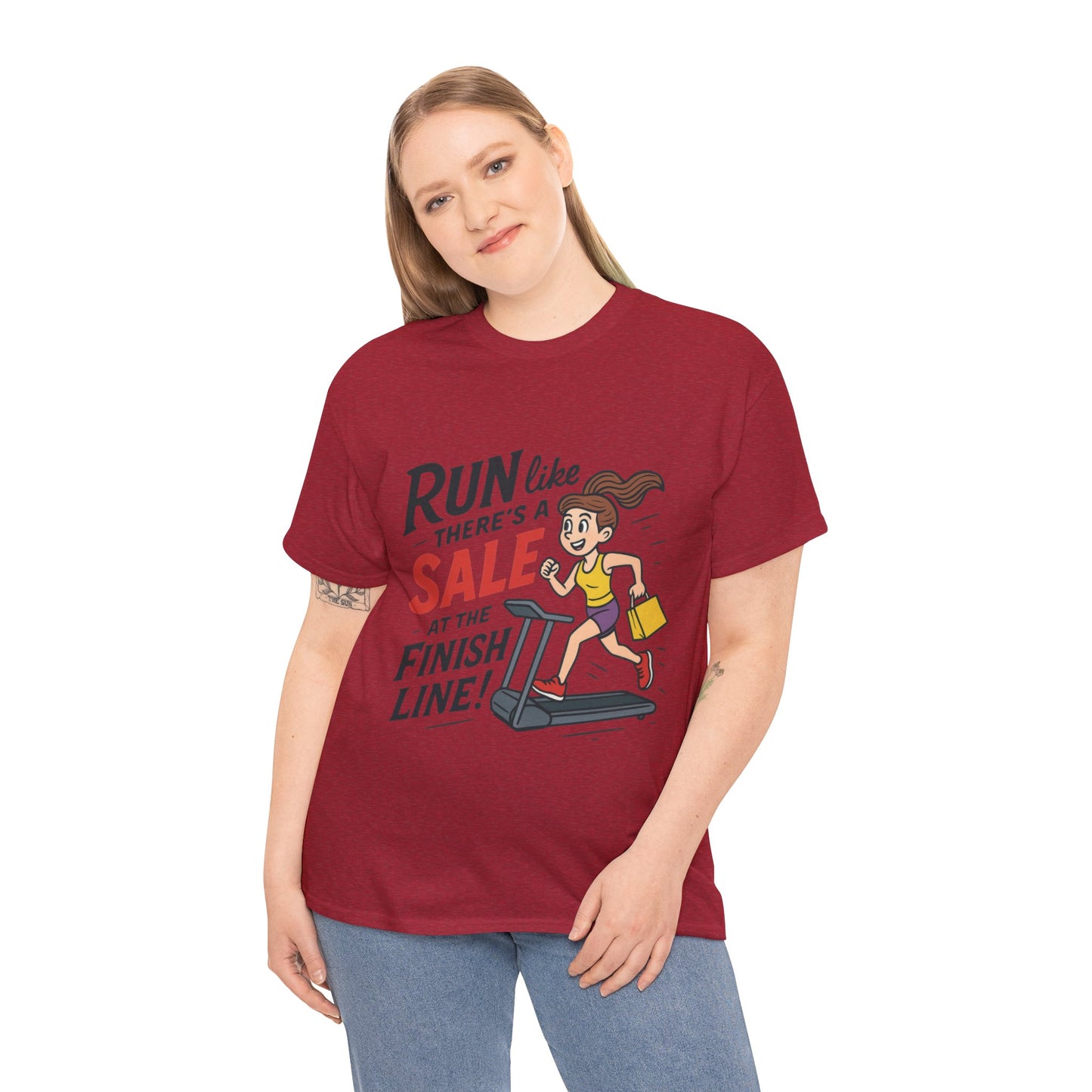 Motivational Fitness Tee, Workout Shirt, Funny Exercise Gym Top, Funny Shopping Tee, Treadmill Runner Shirt for Her, run for sale tee
