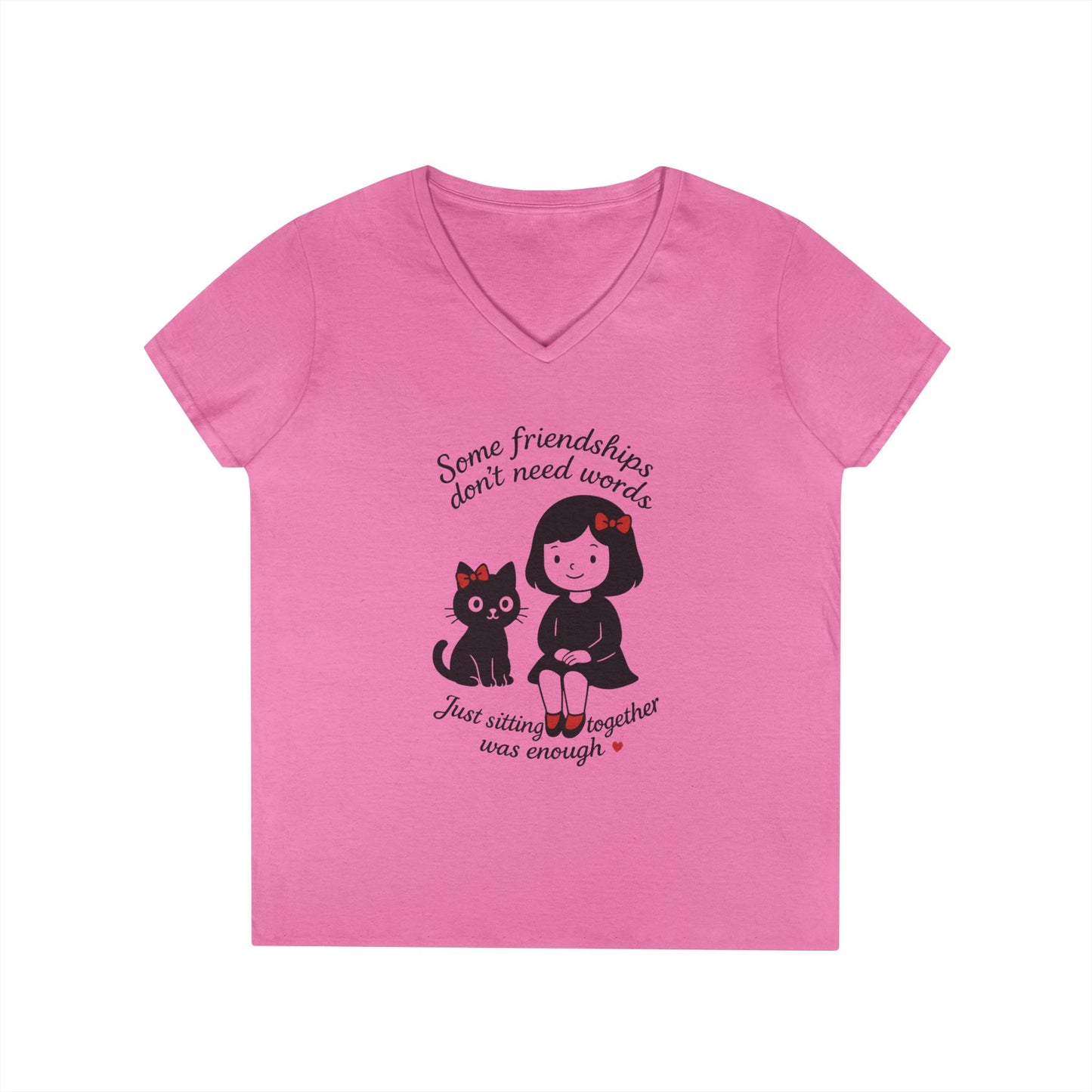 Cat Lover Girls' V-Neck T-Shirt, Gift for Birthday, Cat Lover T-Shirt, Cat Mom Gift