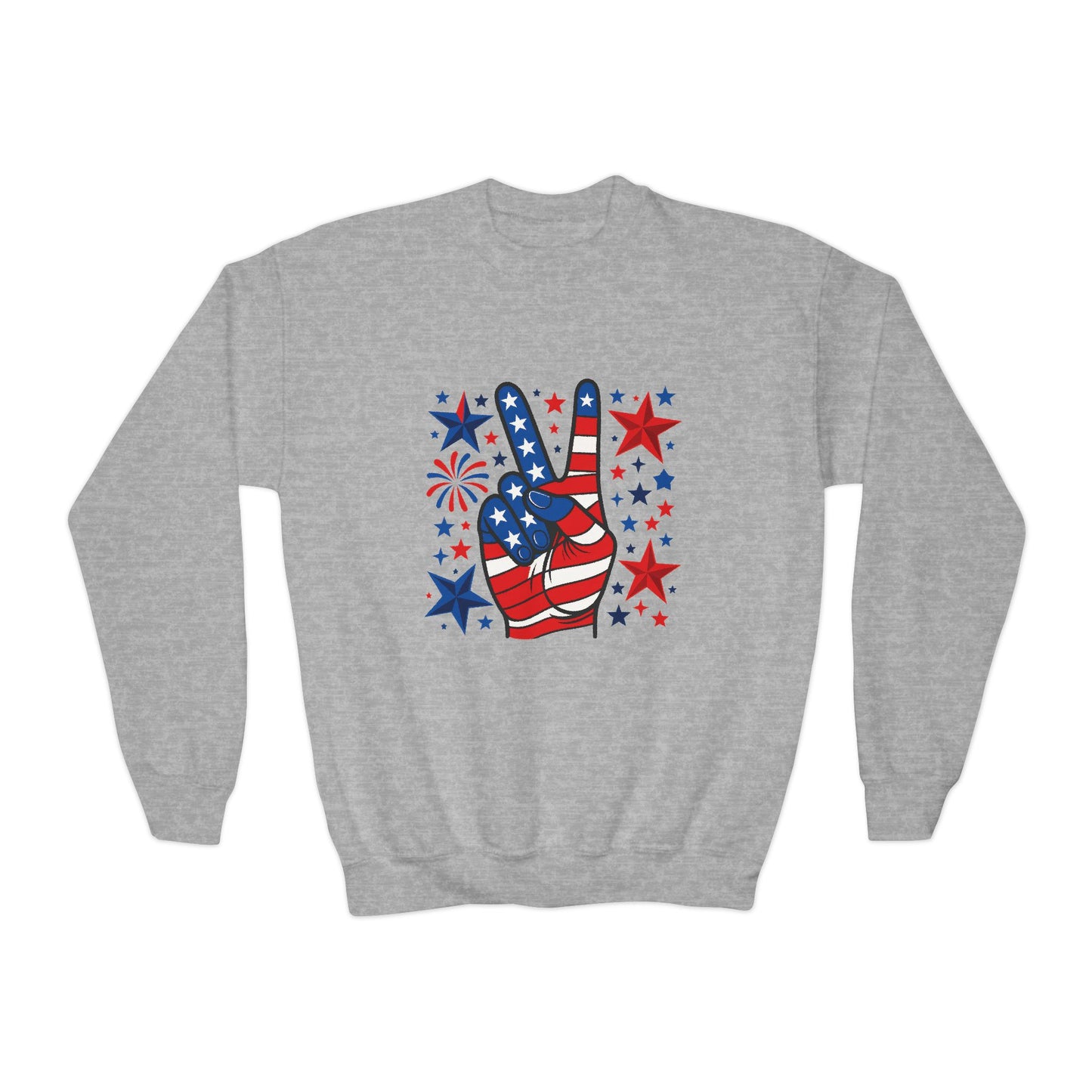 Patriotic Youth Crewneck Sweatshirt - Perfect for Independence Day, Camp, Summer Celebrations, School Spirit, and Everyday Comfort