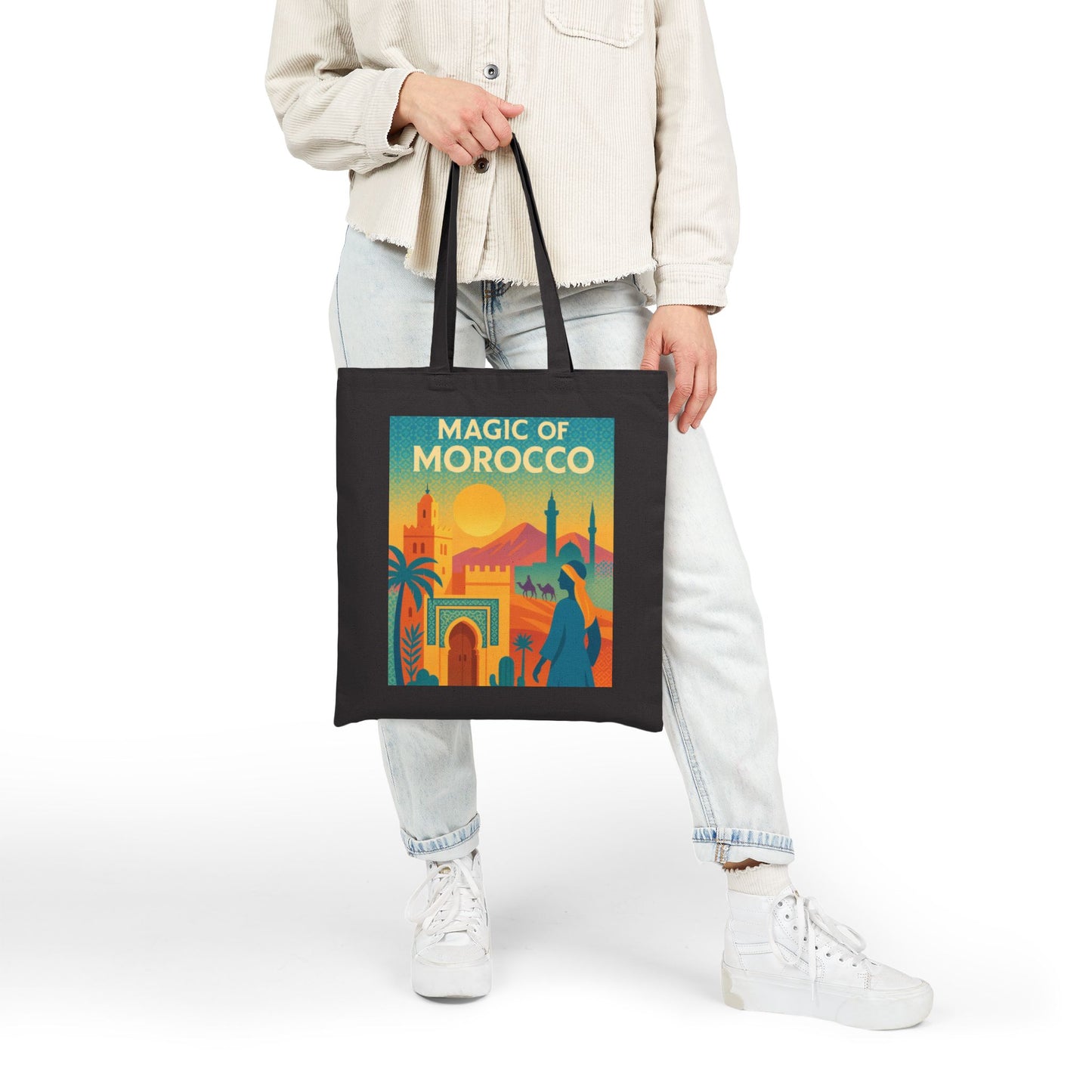 Magic of Morocco Tote Bag, Bohemian Tote, Eco-Friendly Bag, Gifts for Travelers, Natural Canvas Bag