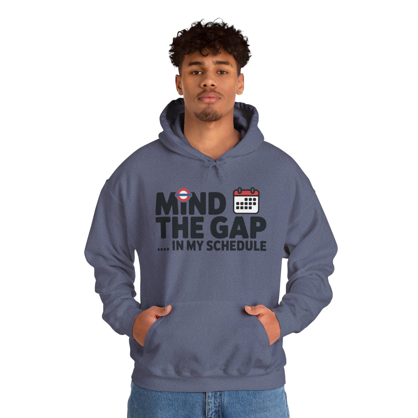 Men's Hoodie Funny Mind The Gap, London Tube Inspired Office Humor Hoodie, Comfy Graphic Sweatshirt