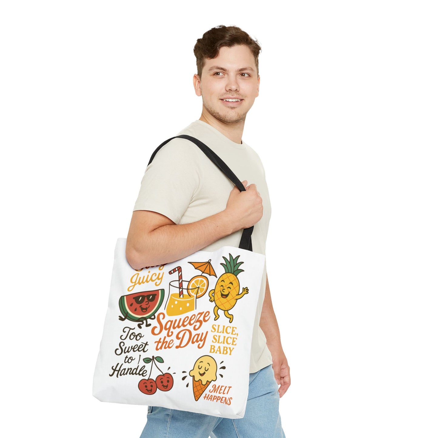 Juicy Summer Tote Bag, Fun Beach Carryall, Perfect for Grocery Shopping, Reusable Market Tote, Cute Gift for Fruit Lovers, Large Tote Bag