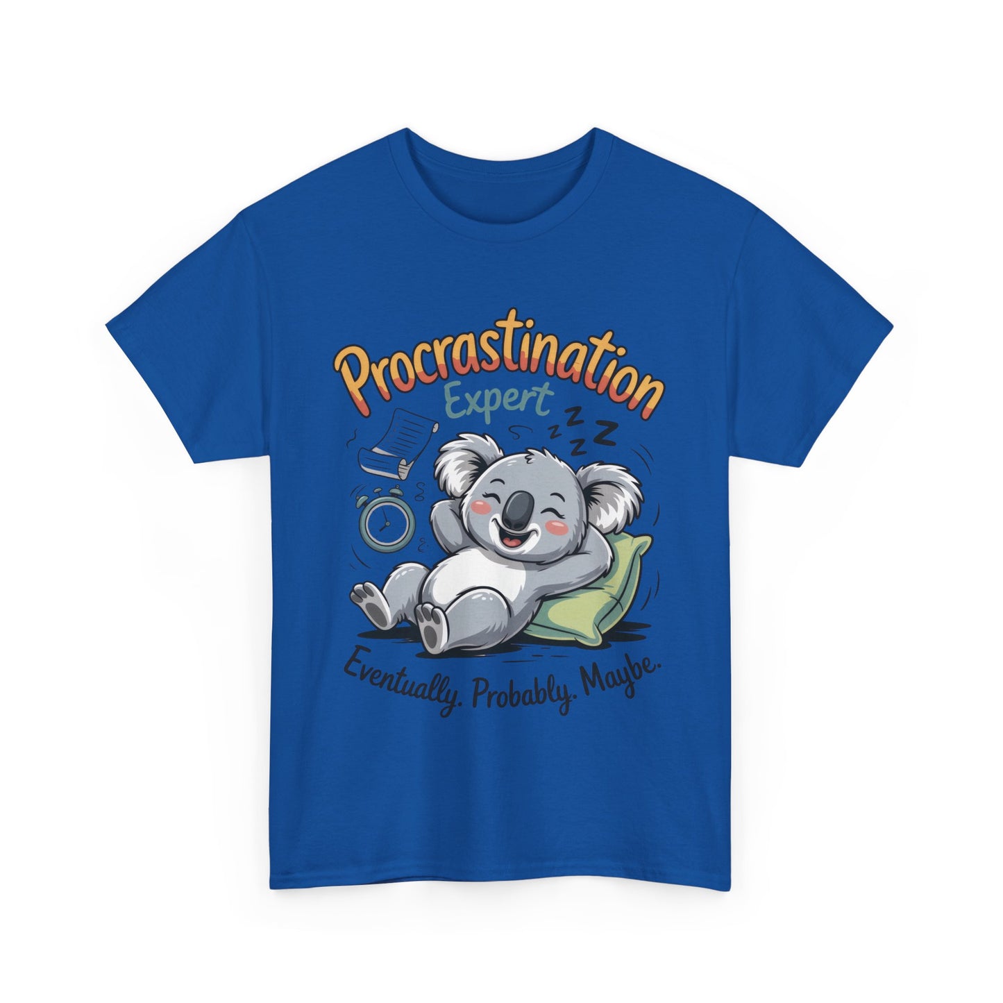 Procrastination Expert Cotton Tee, Funny T-Shirt, Cute Koala Design, Gift for Students, Relaxed Fit Shirt, Gift for Animal Lovers