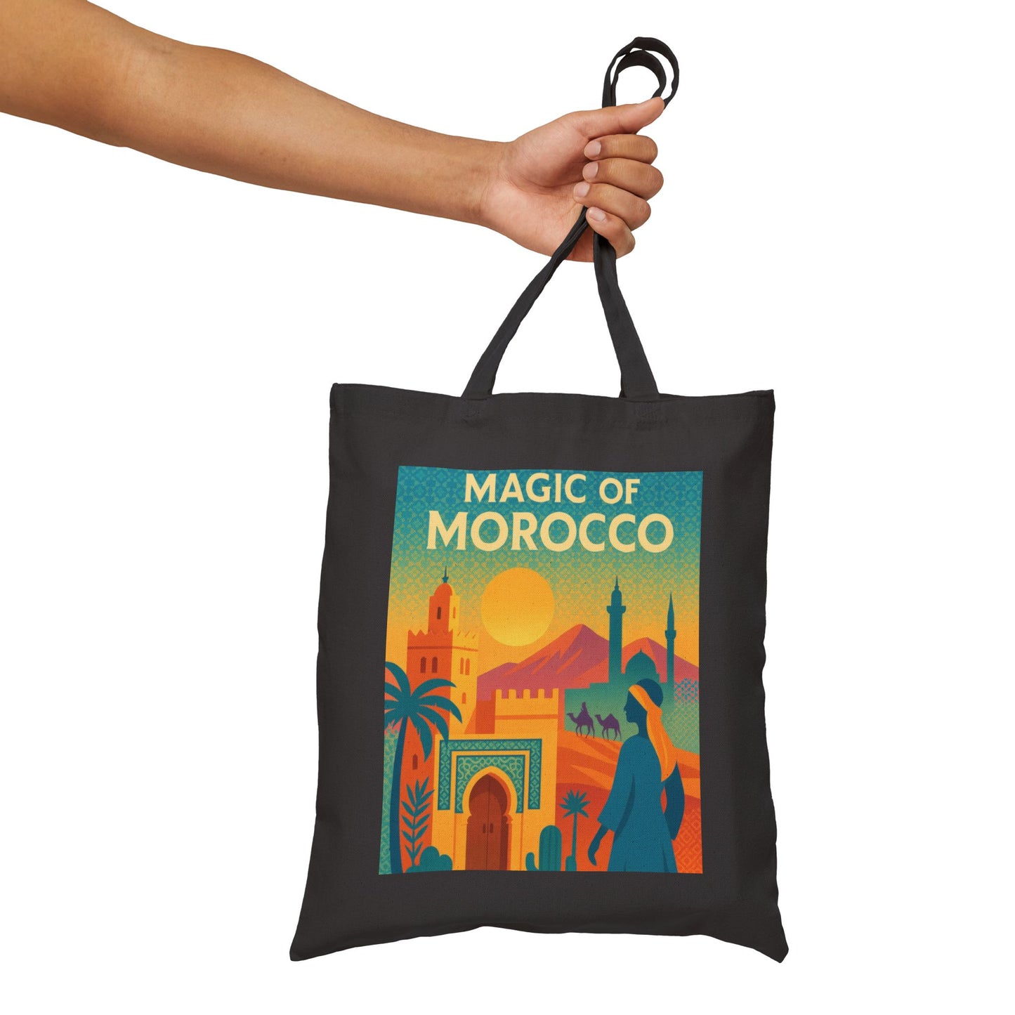 Magic of Morocco Tote Bag, Bohemian Tote, Eco-Friendly Bag, Gifts for Travelers, Natural Canvas Bag