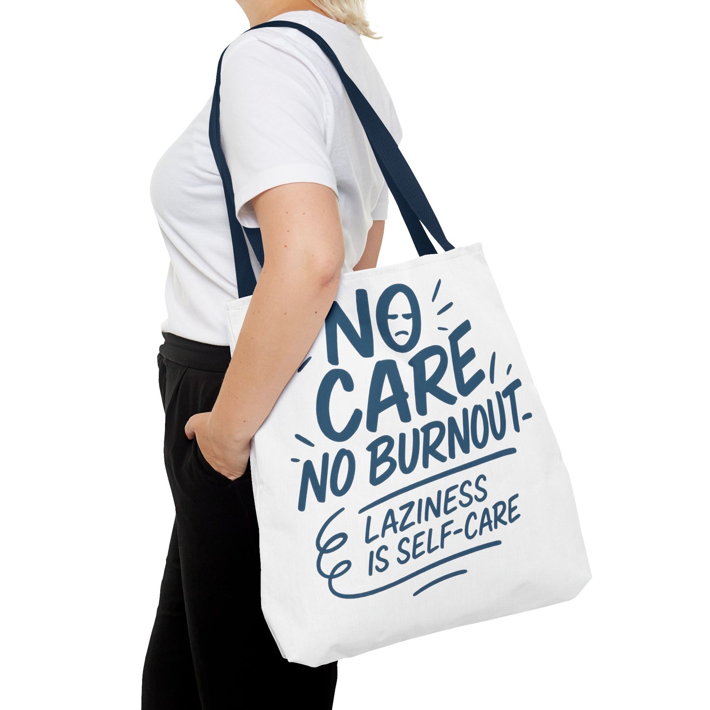 Laziness is Self-Care Funny Quote Bag, Oversized Reusable Canvas Shopping Tote, Sarcastic Self-Care Gift, Weekend Getaway, Everyday Use