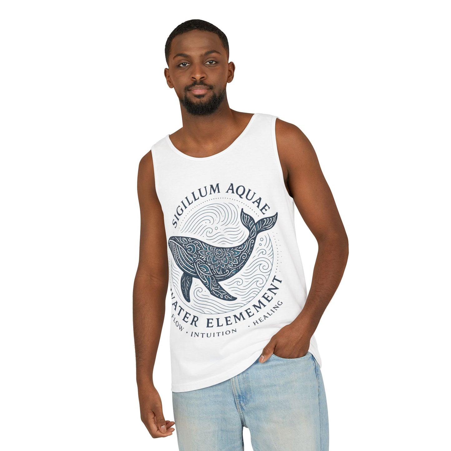 Water Element Whale Tank Top, Sigillum Aquae Symbol, Spiritual Ocean Totem Tee, Nature Energy Tee, Beachwear, Mindfulness Fashion