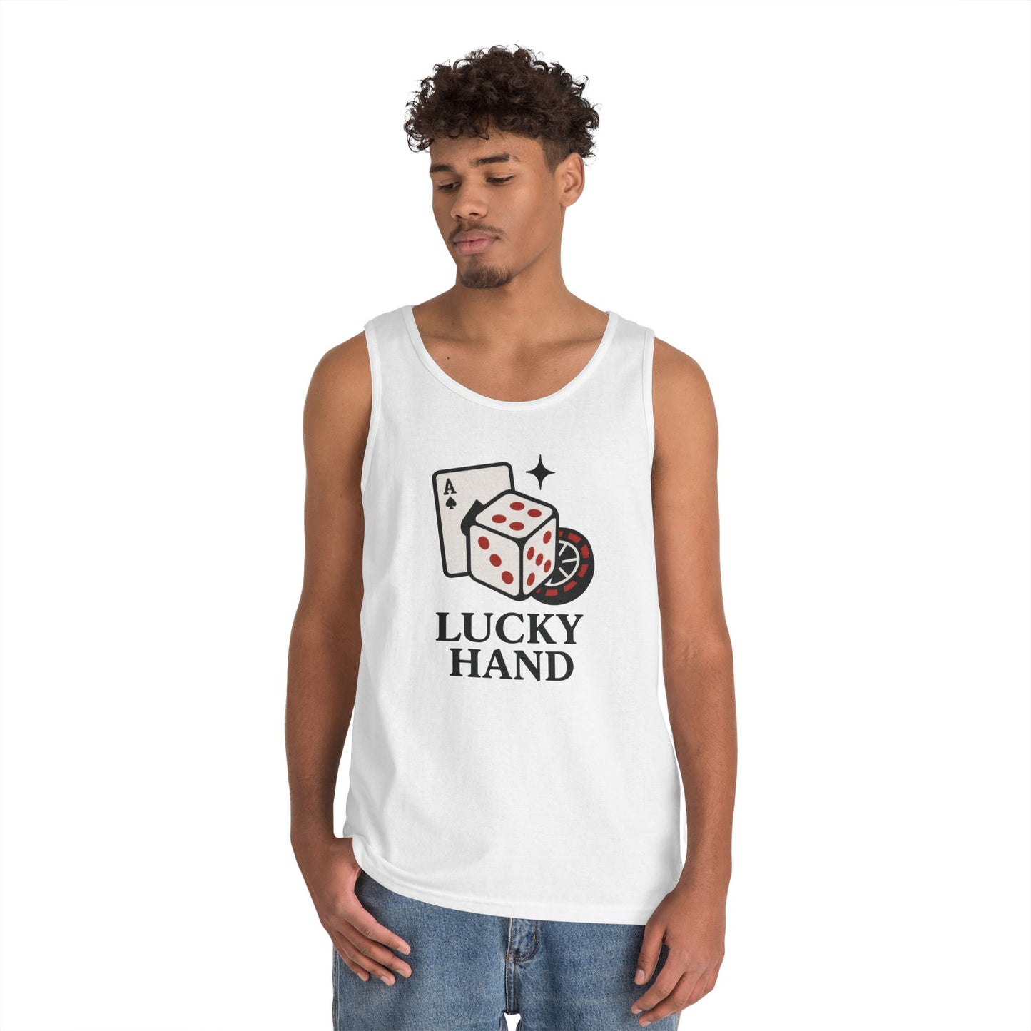 Lucky Hand Unisex Tnak Top, Gambling Tee, Casino Wear, Good Luck Gift, Poker T-Shirt, Casual Vintage Style, Gym Clothing