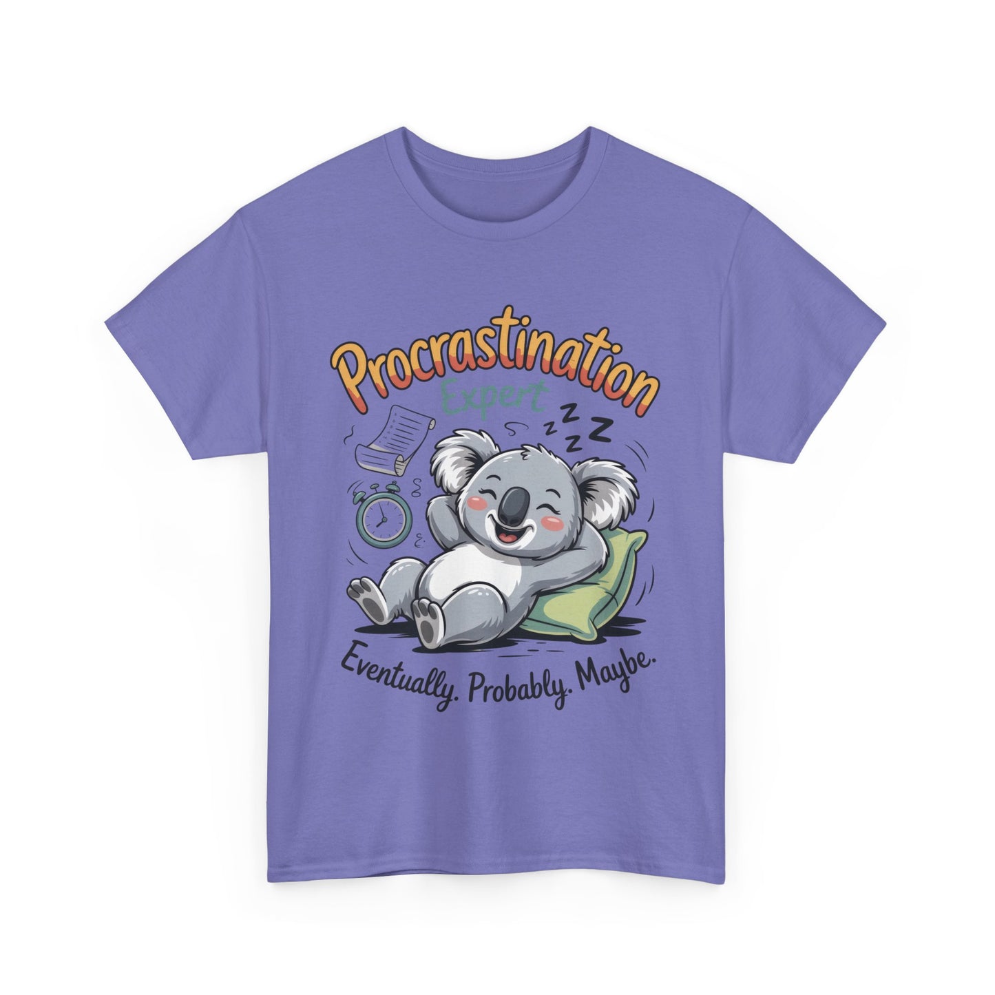 Procrastination Expert Cotton Tee, Funny T-Shirt, Cute Koala Design, Gift for Students, Relaxed Fit Shirt, Gift for Animal Lovers