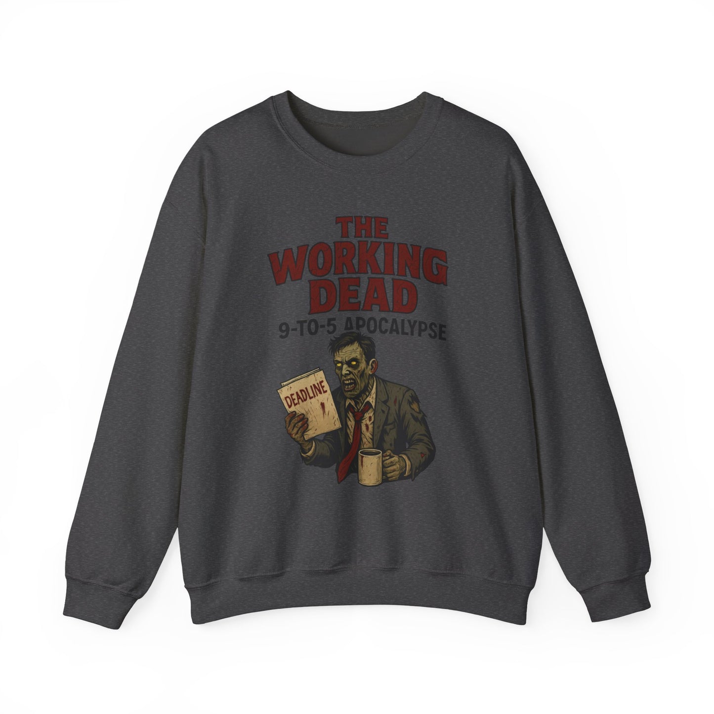 Men's The Working Dead 9-to-5 Apocalypse Sweatshirt, Funny Office Zombie Horror Pullover, Halloween Zombie Work Top