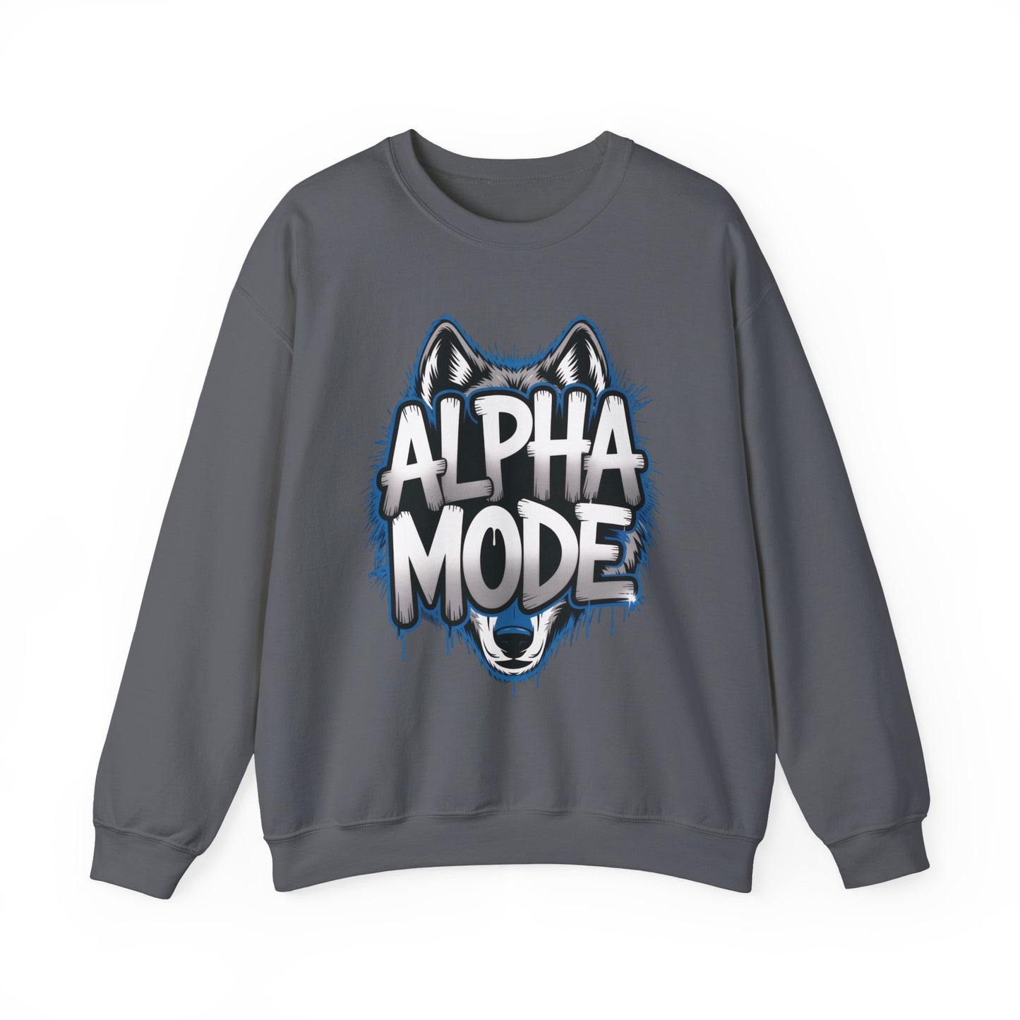 Mens Heavy Blend™ Crewneck Sweatshirt, Alpha Mode Mens Wolf Graphic Crewneck Sweatshirt