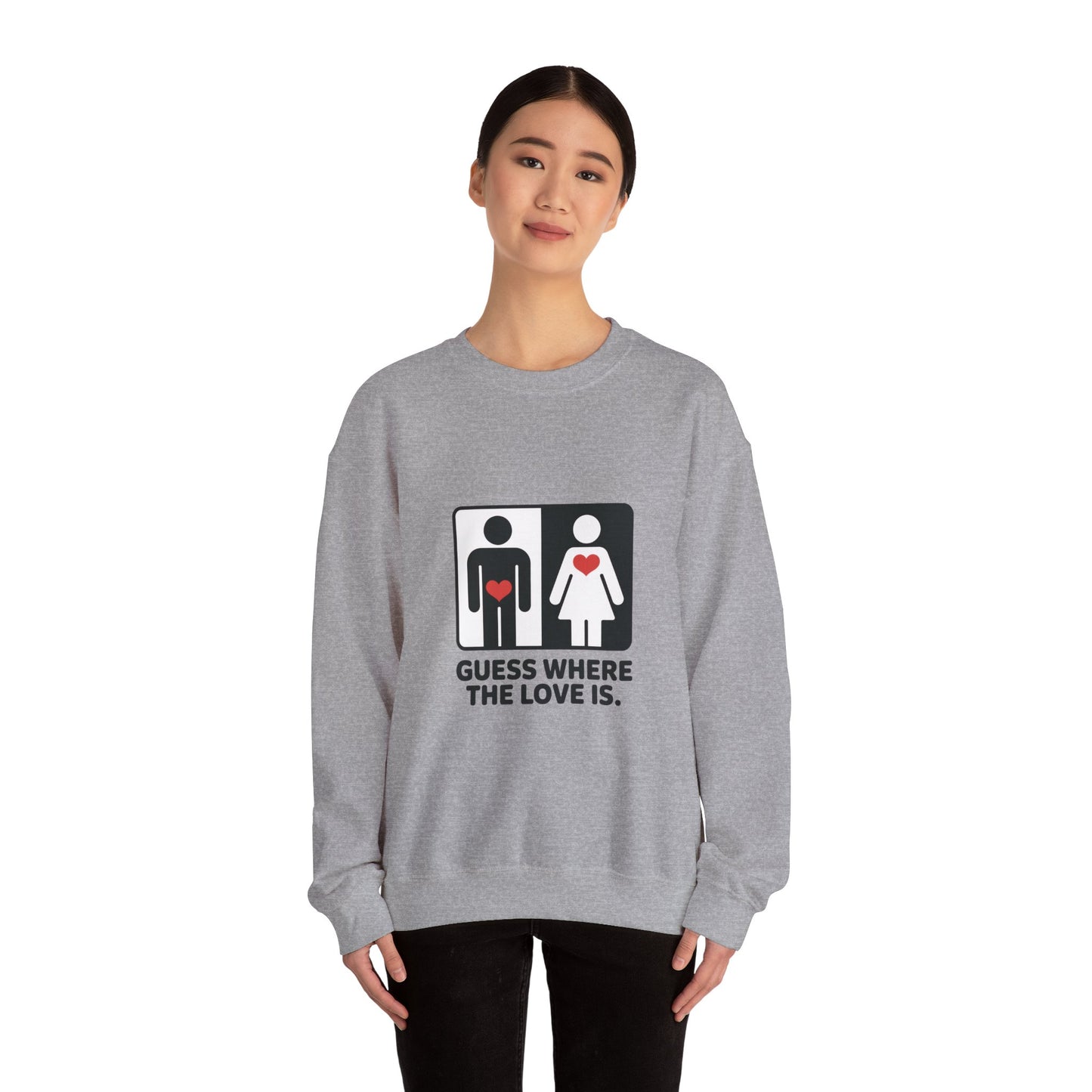 GuesWhere the Love Is Sweatshirt, Couples Gift, Valentines Day Apparel, Matching Sweatshirt, Relationship Sweatshirt, Love Joke Graphic