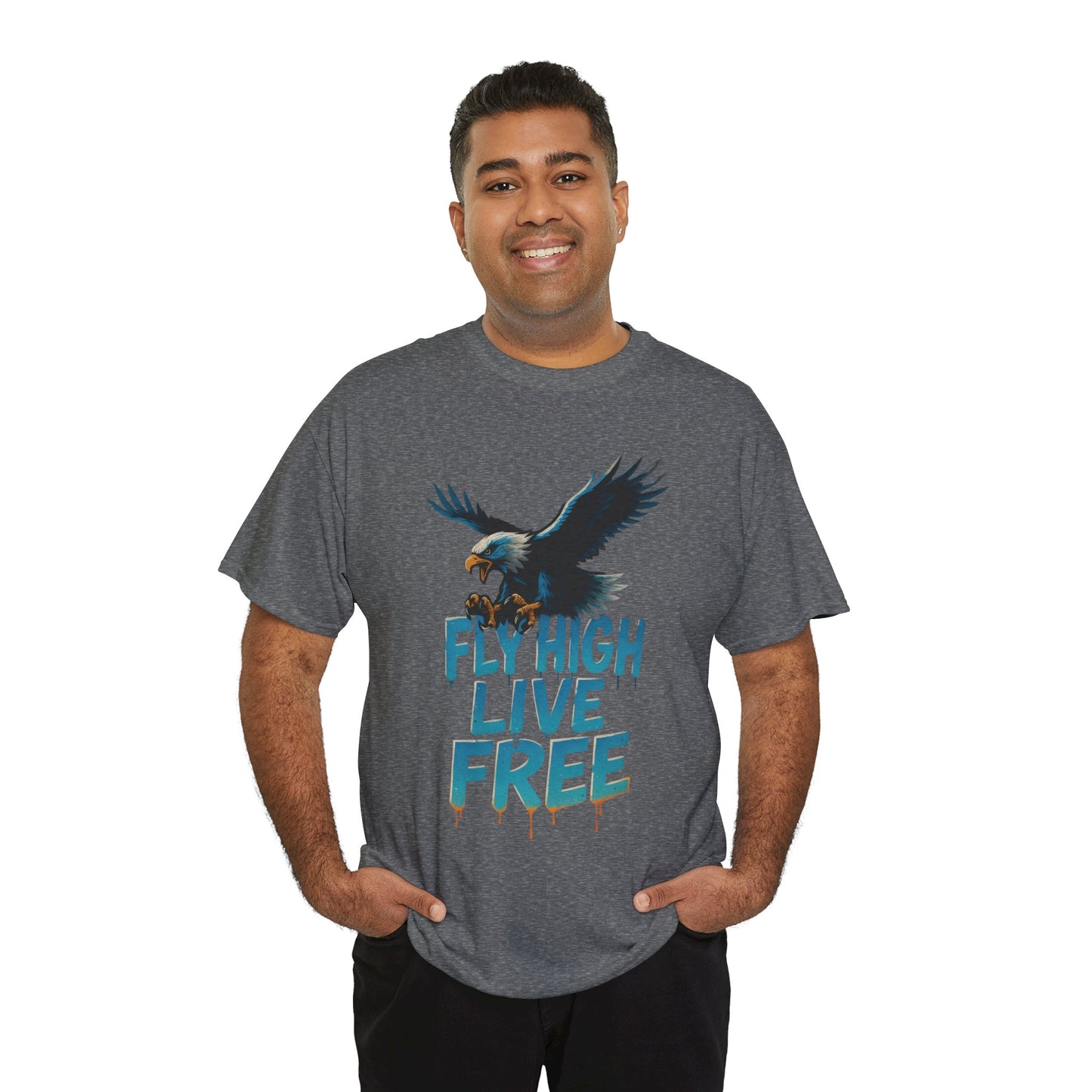 Fly High Live Free Eagle Graphic Mens T-Shirt, Eagle Tee, Fly Free Tee, Wild Flight