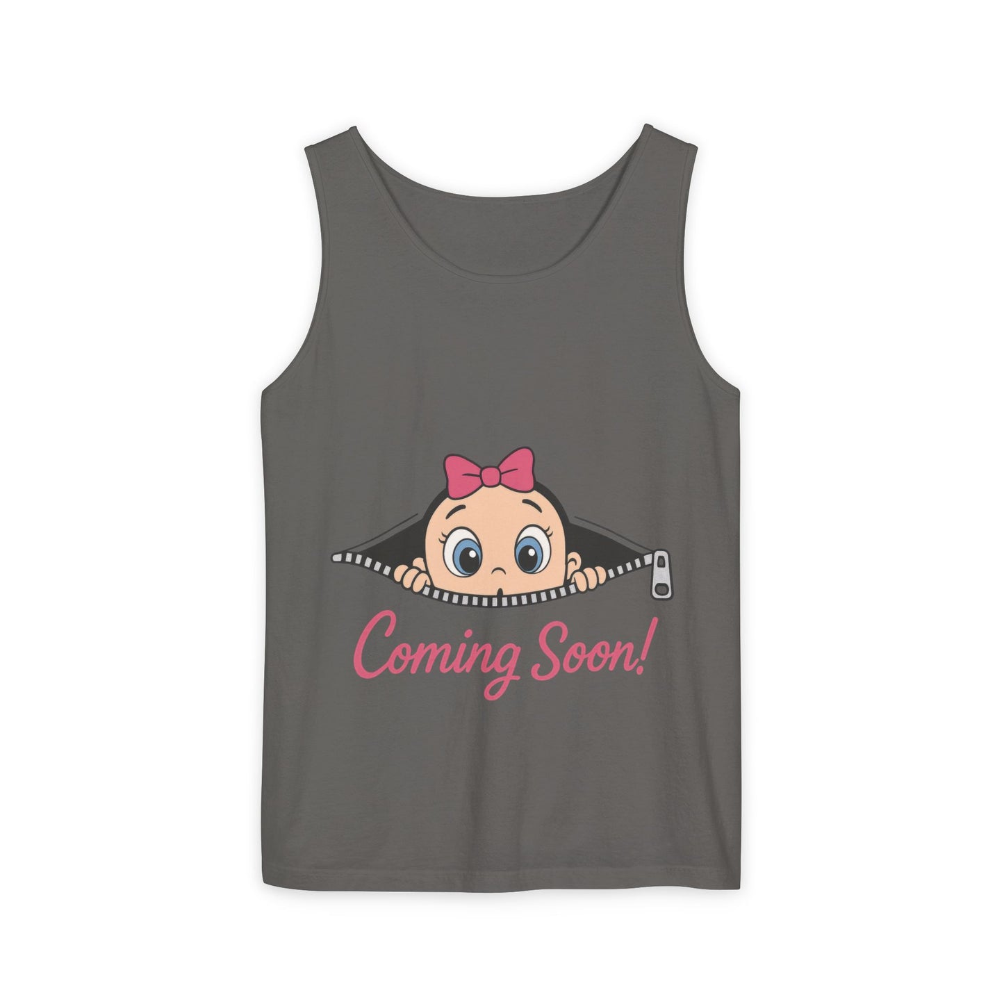 Coming Soon Maternity Tank Top, Cute Baby Girl Pregnancy Announcement Shirt, Expecting Mom Gift, Gender Reveal Tank, Baby Shower Gift