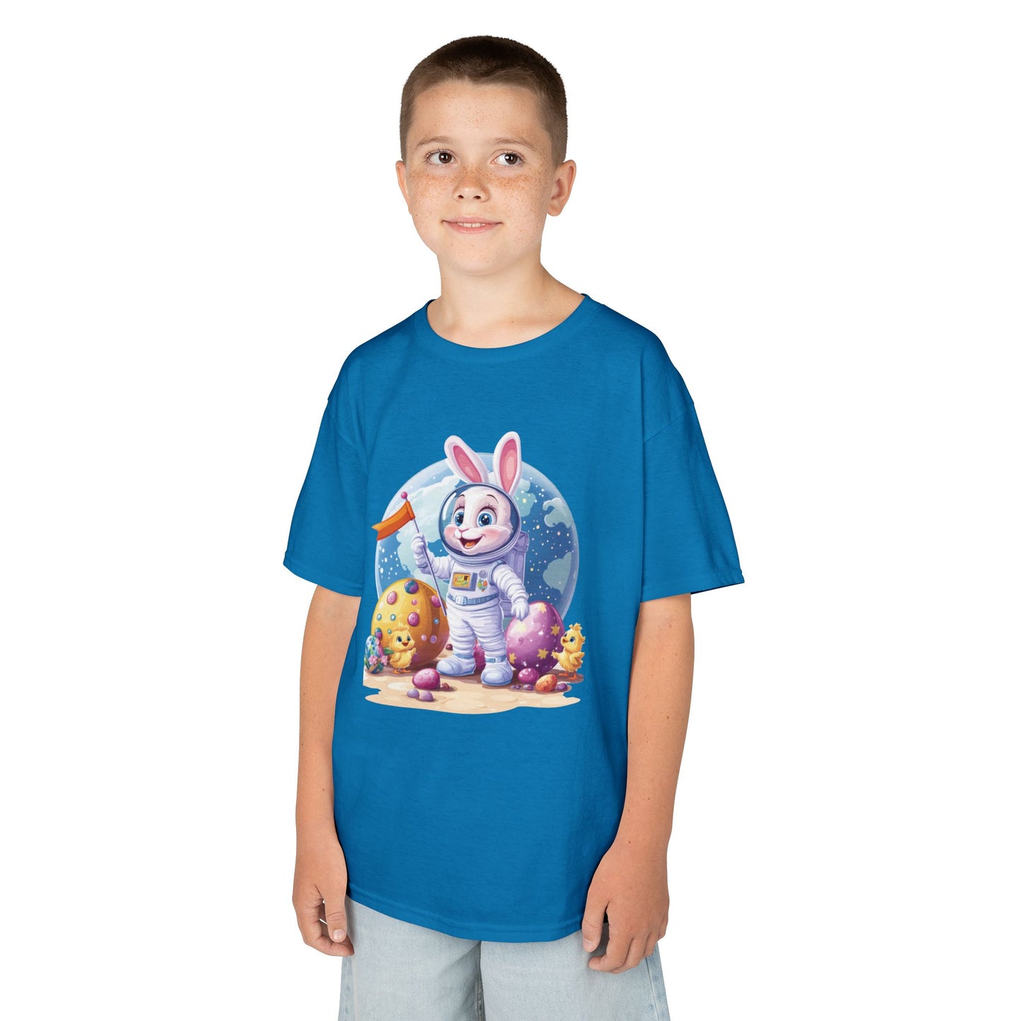 Kids Easter Astronaut Bunny T-Shirt, Space Bunny with Eggs, Galaxy Adventure Tee, Cute Bunny Gift for Boys and Girls