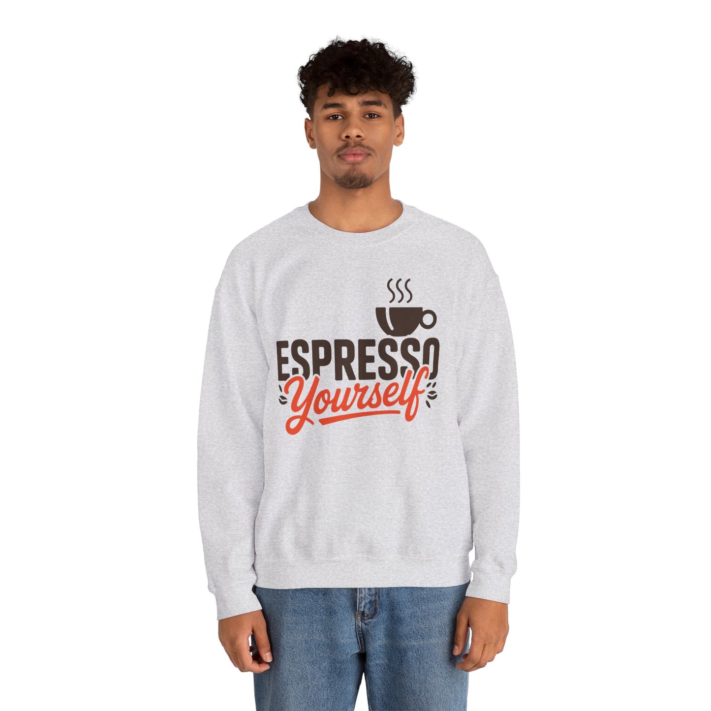 Men's Heavy Blend™ Crewneck Sweatshirt, Espresso Yourself Sweatshirt, Funny Coffee Lover Mens Crewneck, Cafe Lover Gift