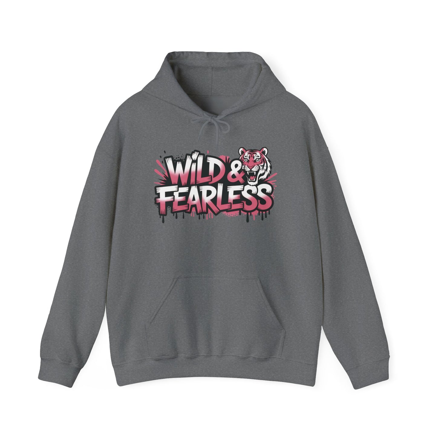Women's Hoodie Wild & Fearless, Tiger Graffiti Graphic Pullover, Bold Urban Streetwear Hoodie
